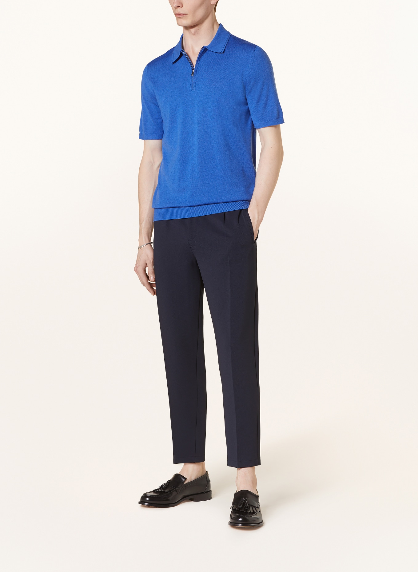 REISS Knitted polo shirt MAXWELL made of merino wool, Color: BLUE (Image 2)