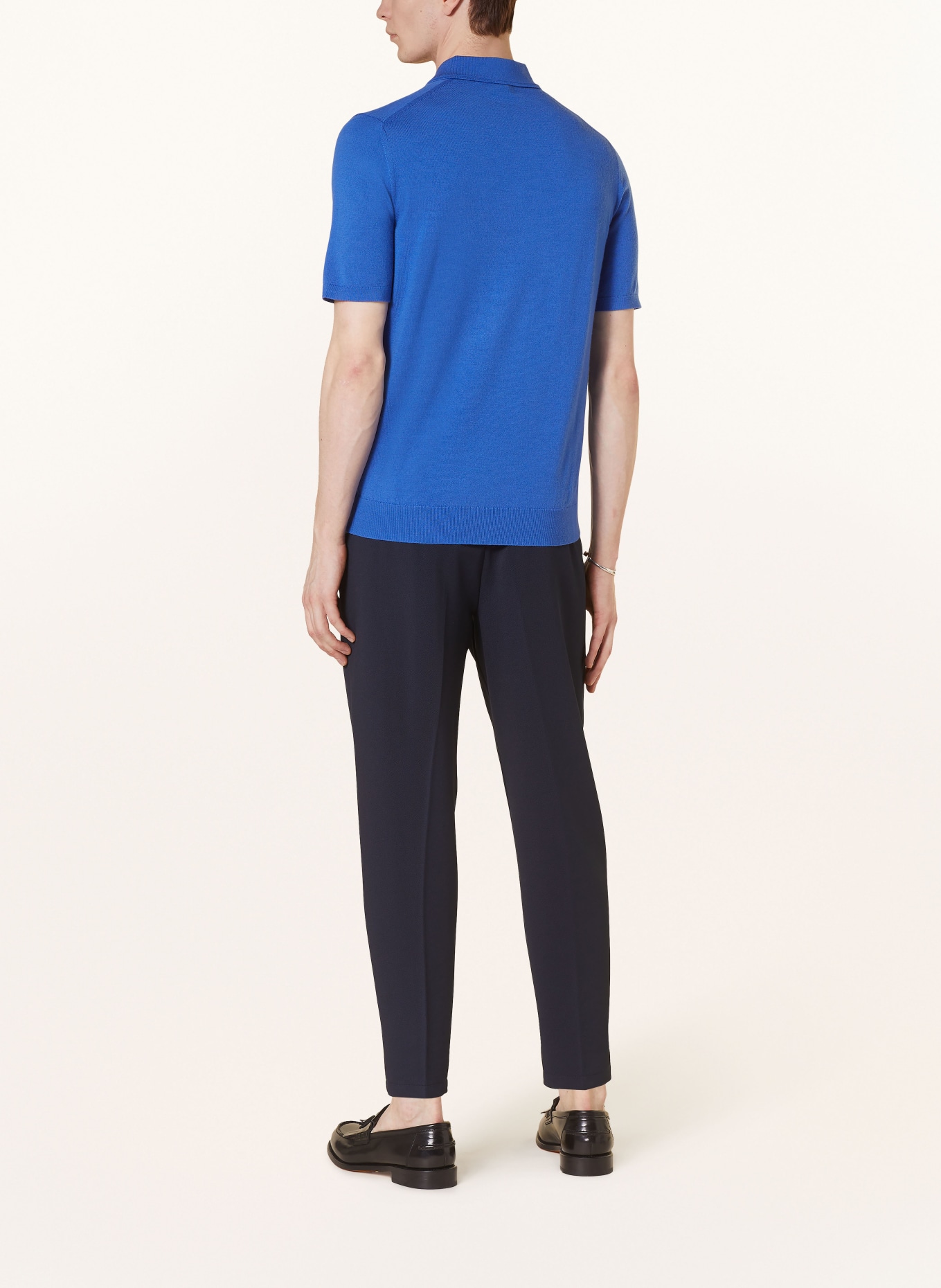 REISS Knitted polo shirt MAXWELL made of merino wool, Color: BLUE (Image 3)