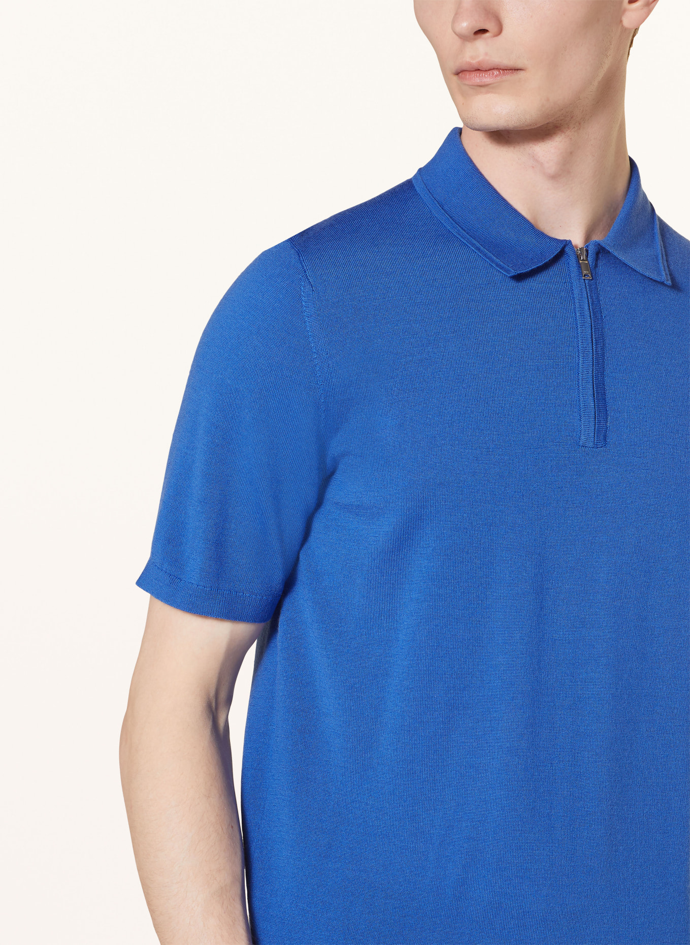 REISS Knitted polo shirt MAXWELL made of merino wool, Color: BLUE (Image 4)