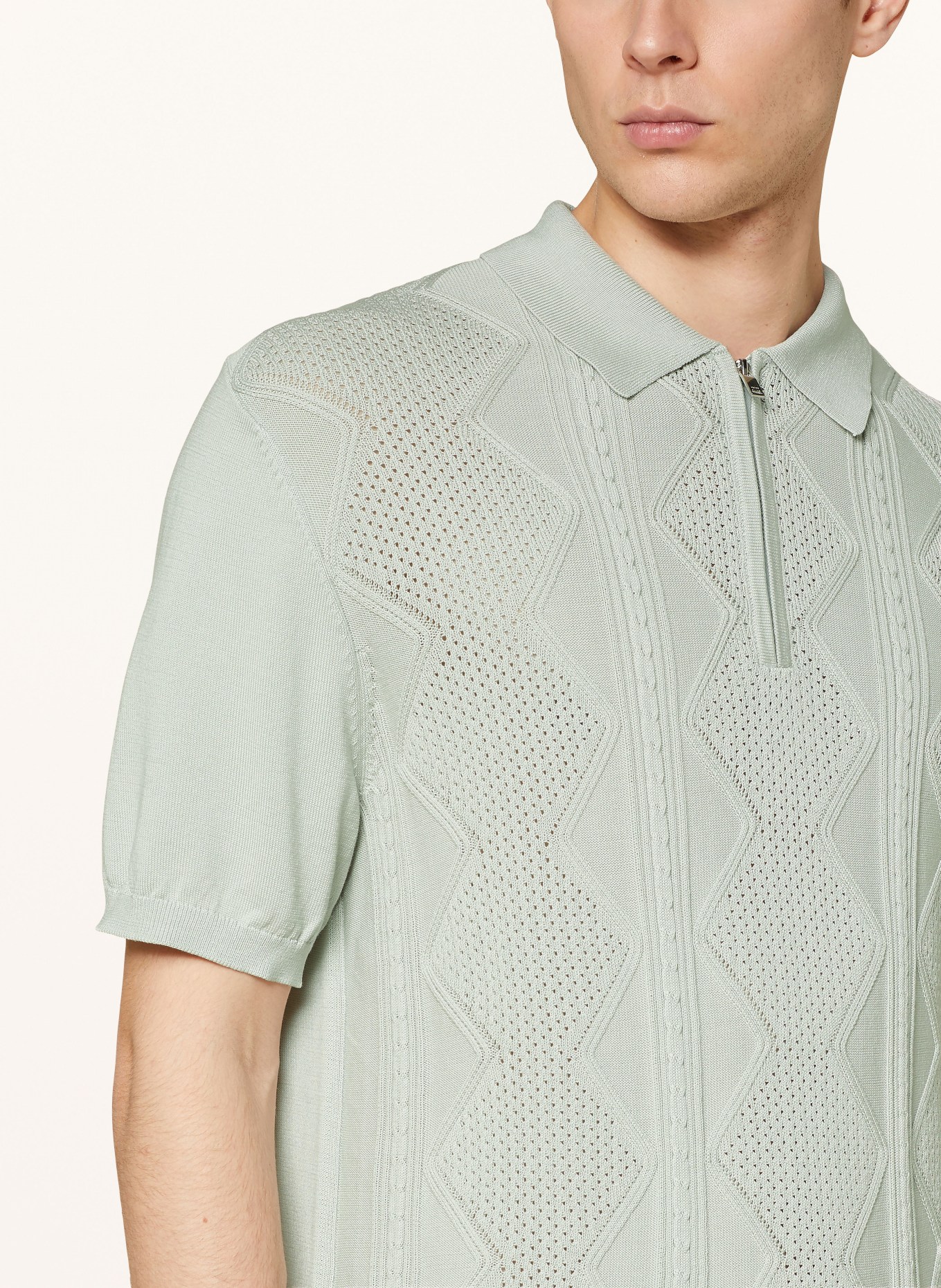 REISS Knitted polo shirt TROPIC, Color: MINT (Image 4)