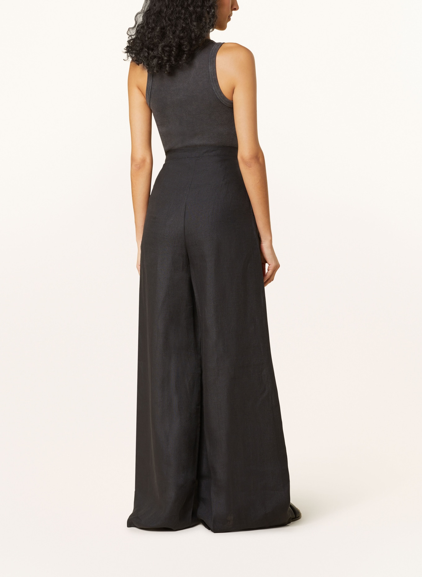 VIKTORIA LOUISE Wide leg trousers FLAIR made of linen, Color: BLACK (Image 3)