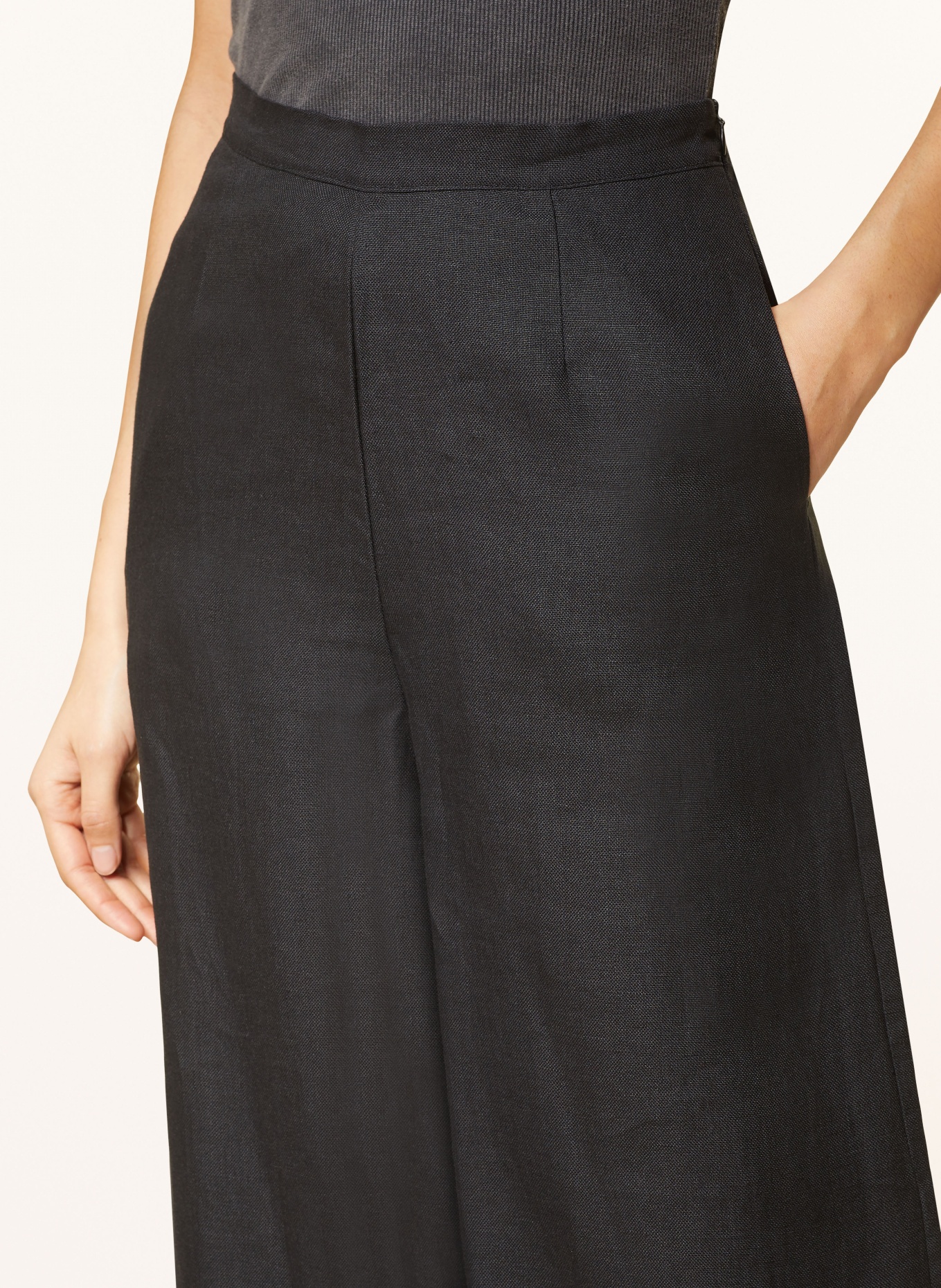 VIKTORIA LOUISE Wide leg trousers FLAIR made of linen, Color: BLACK (Image 5)