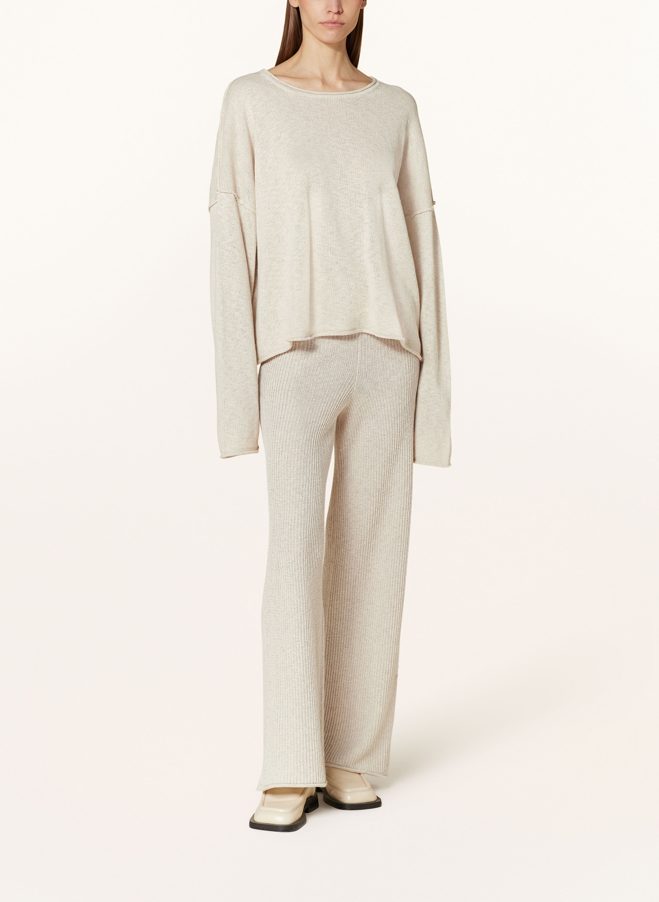 by Aylin Koenig Knit trousers LIA in jogger style with linen, Color: CREAM (Image 2)