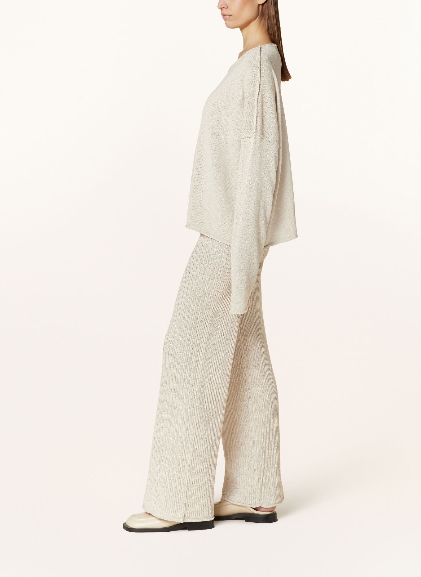 by Aylin Koenig Knit trousers LIA in jogger style with linen, Color: CREAM (Image 4)