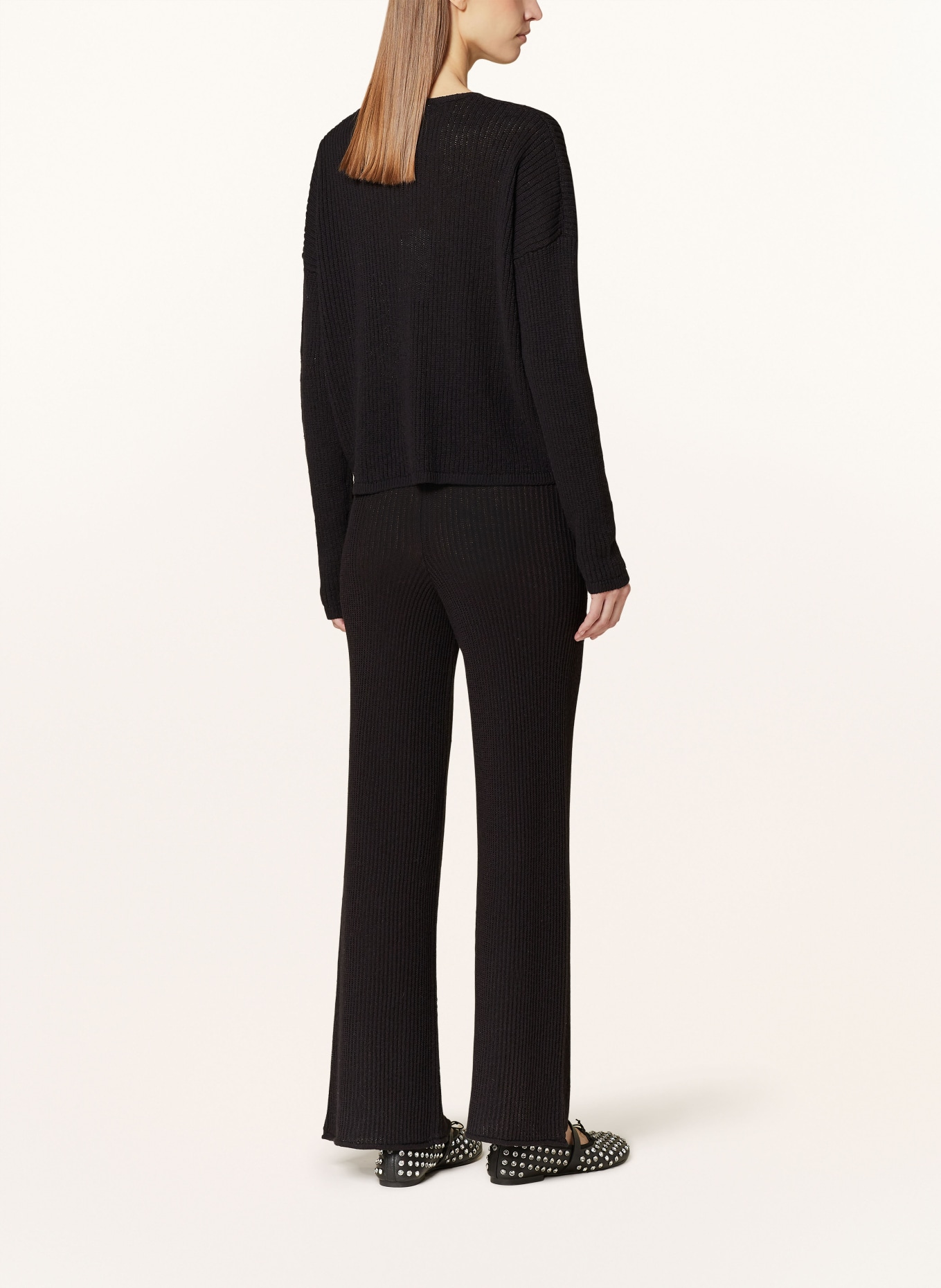 by Aylin Koenig Knit trousers LIA in jogger style with linen, Color: BLACK (Image 3)