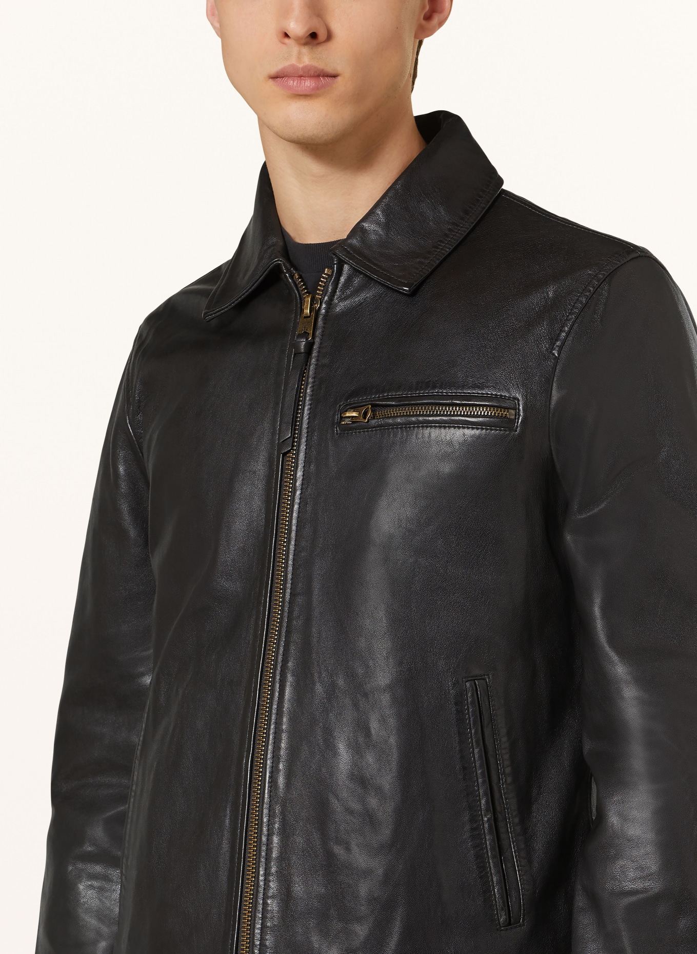 ALLSAINTS Leather jacket MILLER, Color: BLACK (Image 4)
