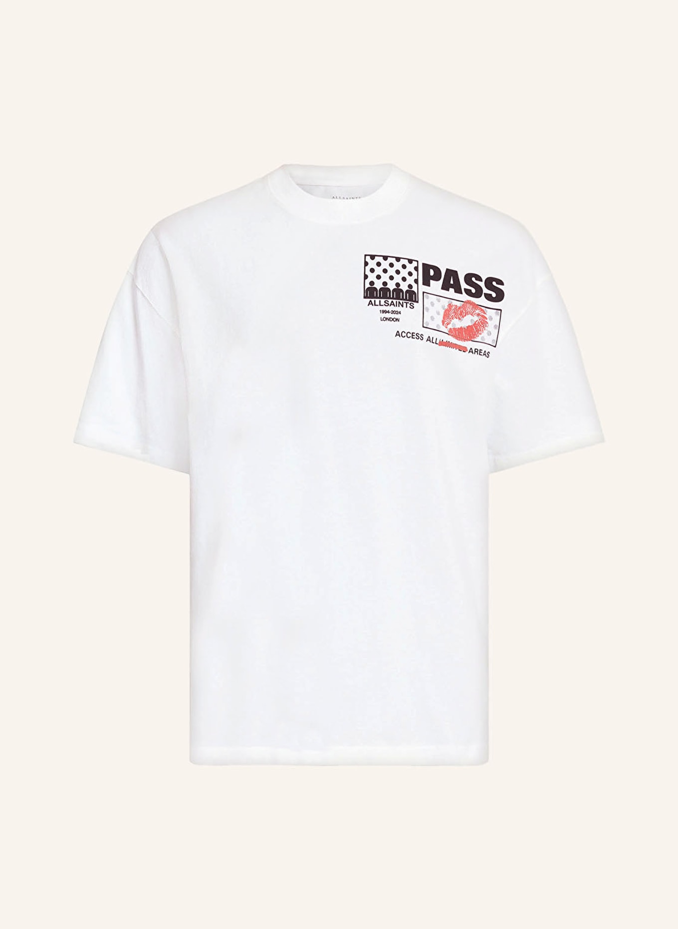 ALLSAINTS T-shirt PASS, Color: WHITE/ BLACK/ RED (Image 1)