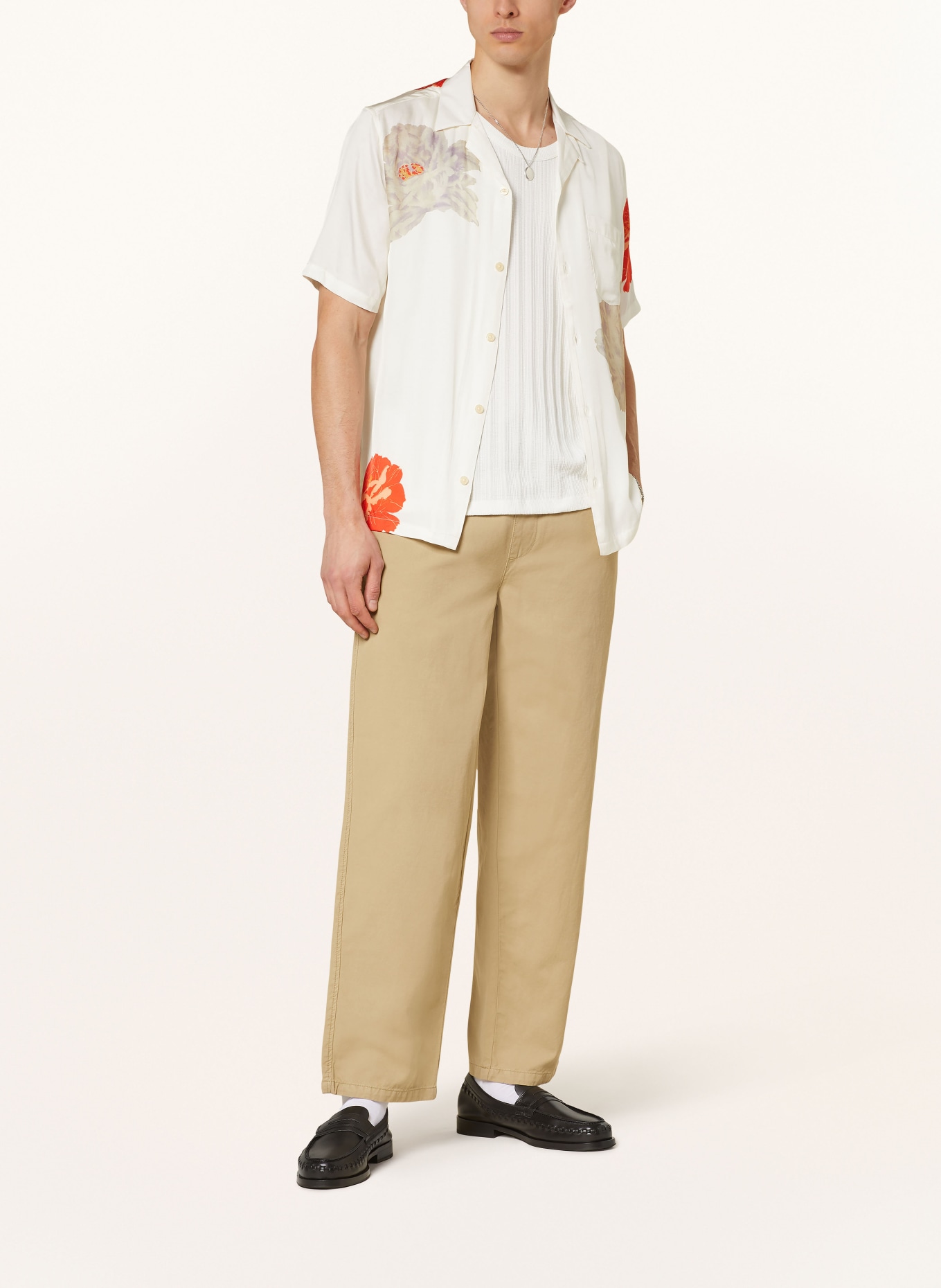 ALLSAINTS Koszula z klapami ROZE relaxed fit, Kolor: ECRU/ CZERWONY/ JASNOFIOLETOWY (Obrazek 2)