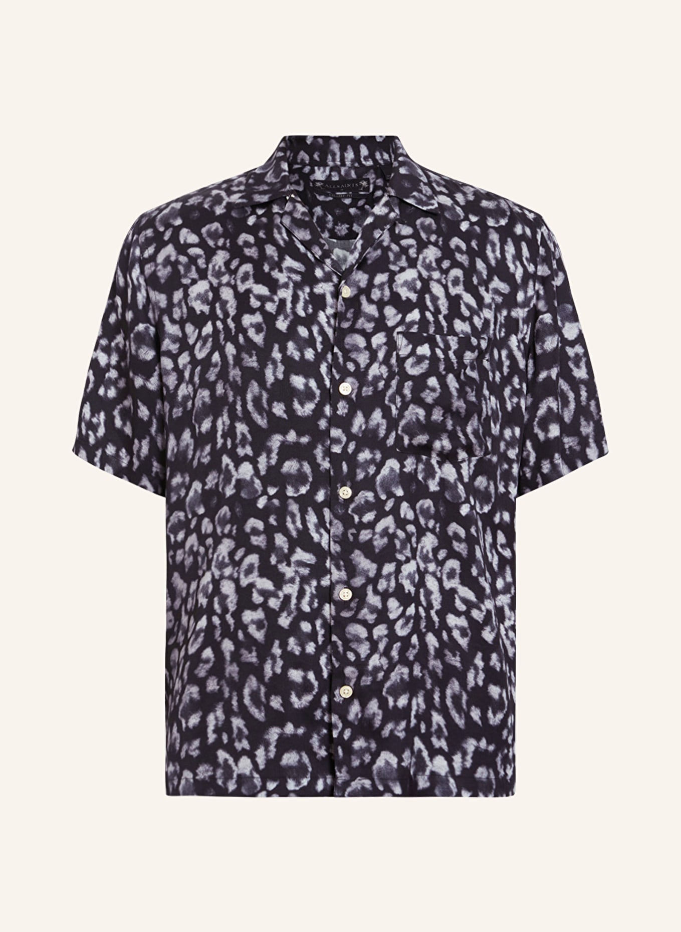 ALLSAINTS Resort shirt LEOPAZ relaxed fit in satin, Color: BLACK/ LIGHT GRAY (Image 1)