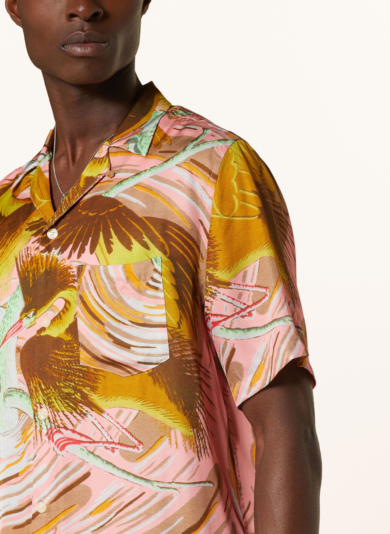 ALLSAINTS Resort shirt MATSURI relaxed fit, Color: YELLOW/ BROWN/ PINK (Image 4)