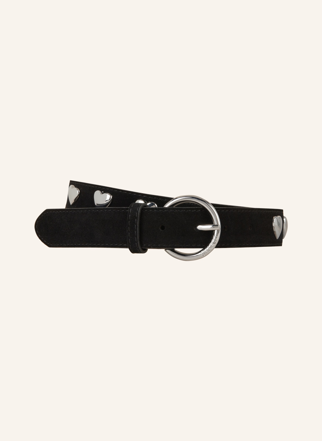 FABIENNE CHAPOT Leather belt BOLD LOVE with rivets, Color: BLACK/ SILVER (Image 1)