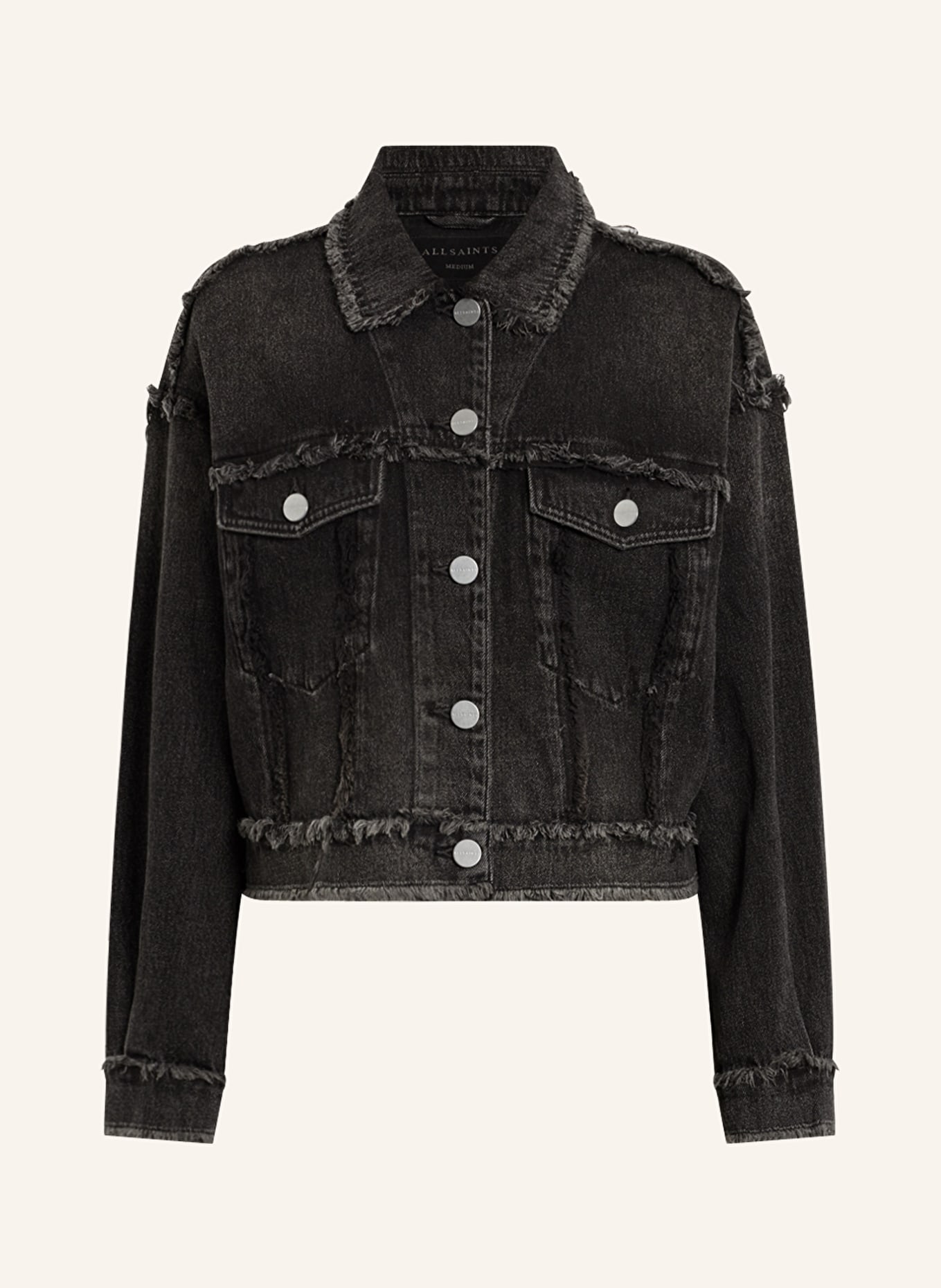 ALLSAINTS Denim jacket CLAUDE FRAY, Color: BLACK (Image 1)