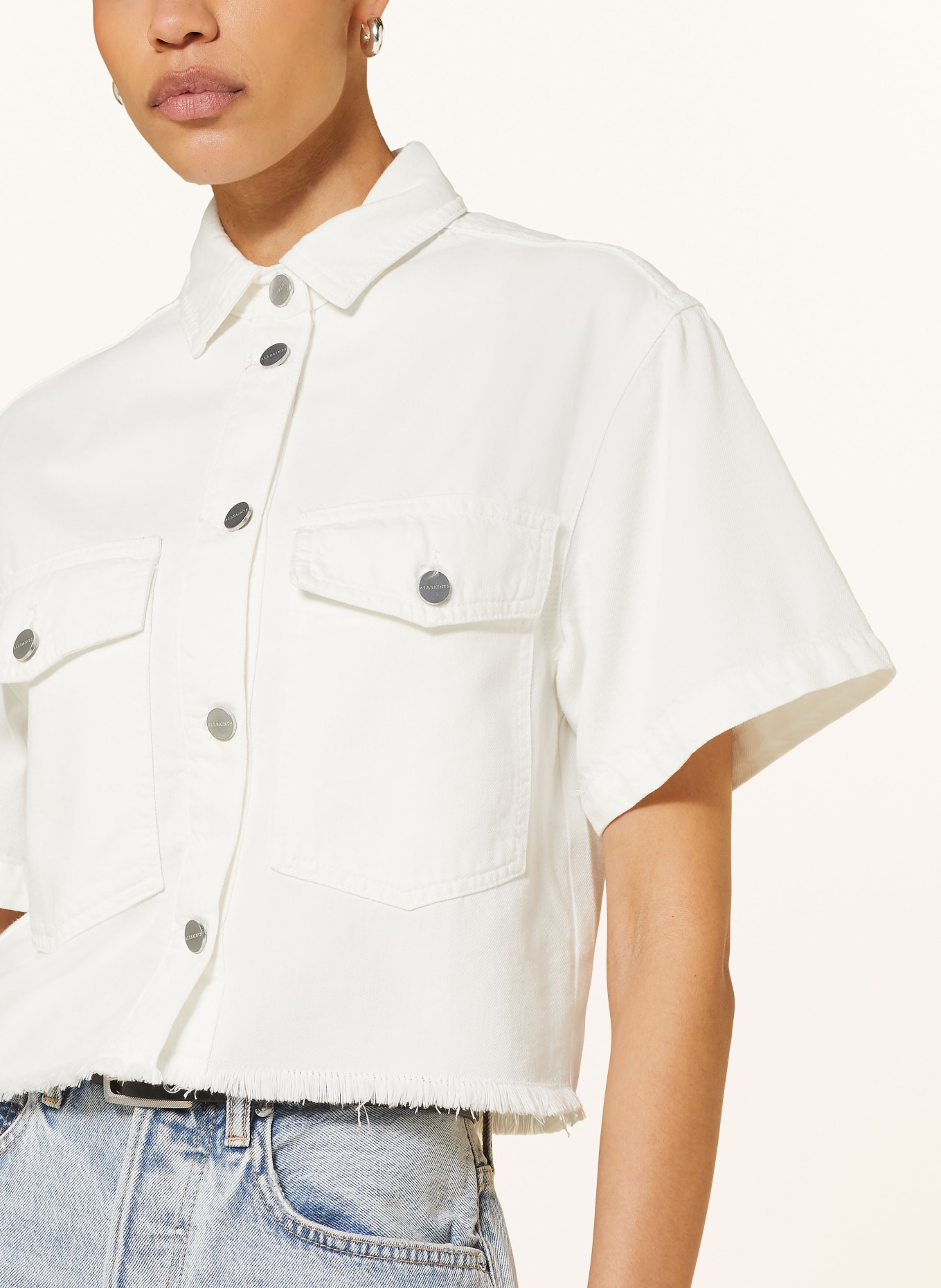 ALLSAINTS Cropped denim blouse TOVE, Color: WHITE (Image 4)