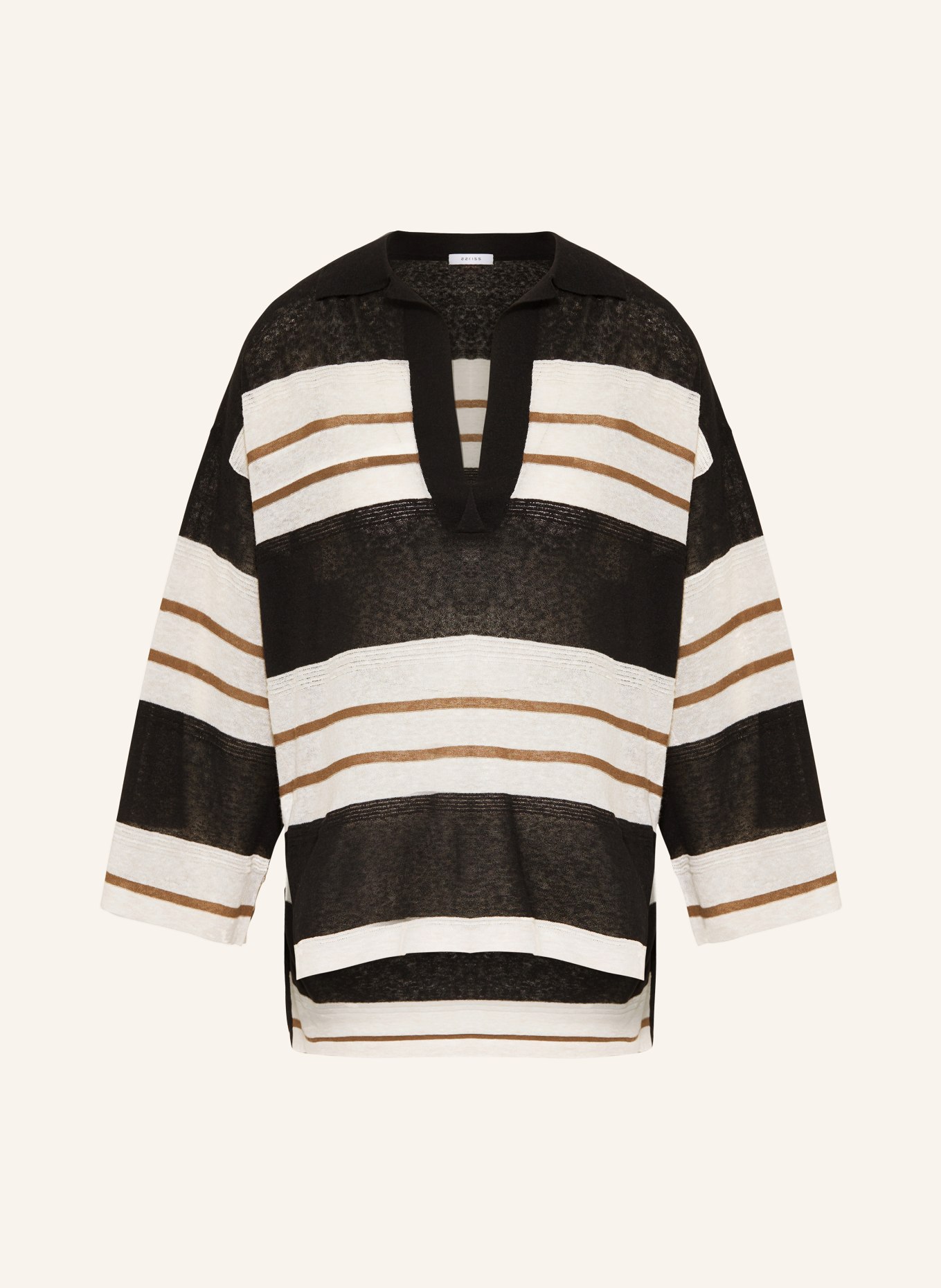 REISS Sweater CHLOE with linen, Color: BLACK/ WHITE/ BROWN (Image 1)