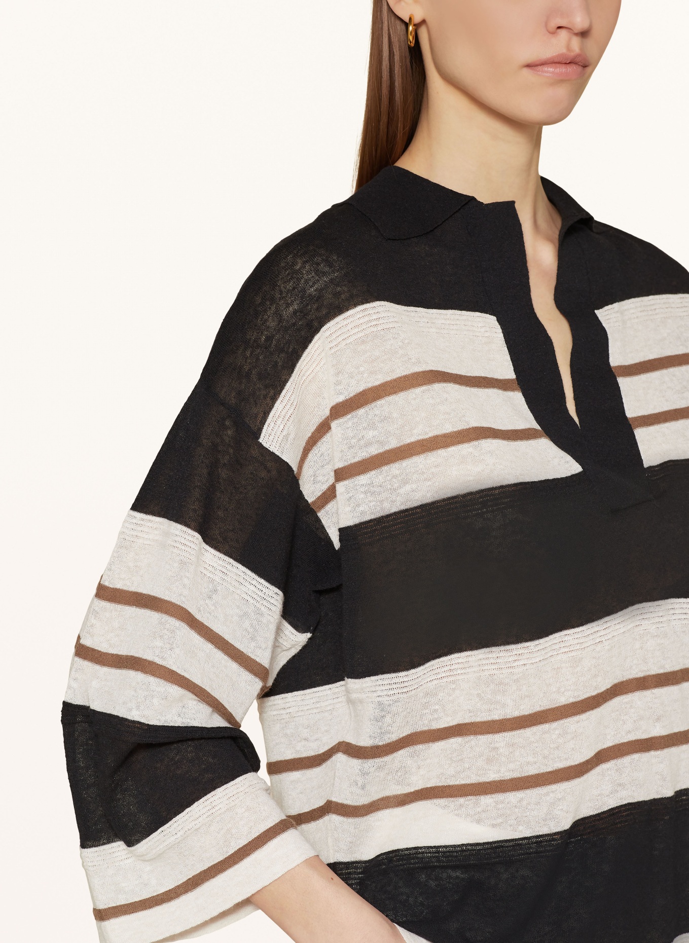 REISS Sweater CHLOE with linen, Color: BLACK/ WHITE/ BROWN (Image 4)
