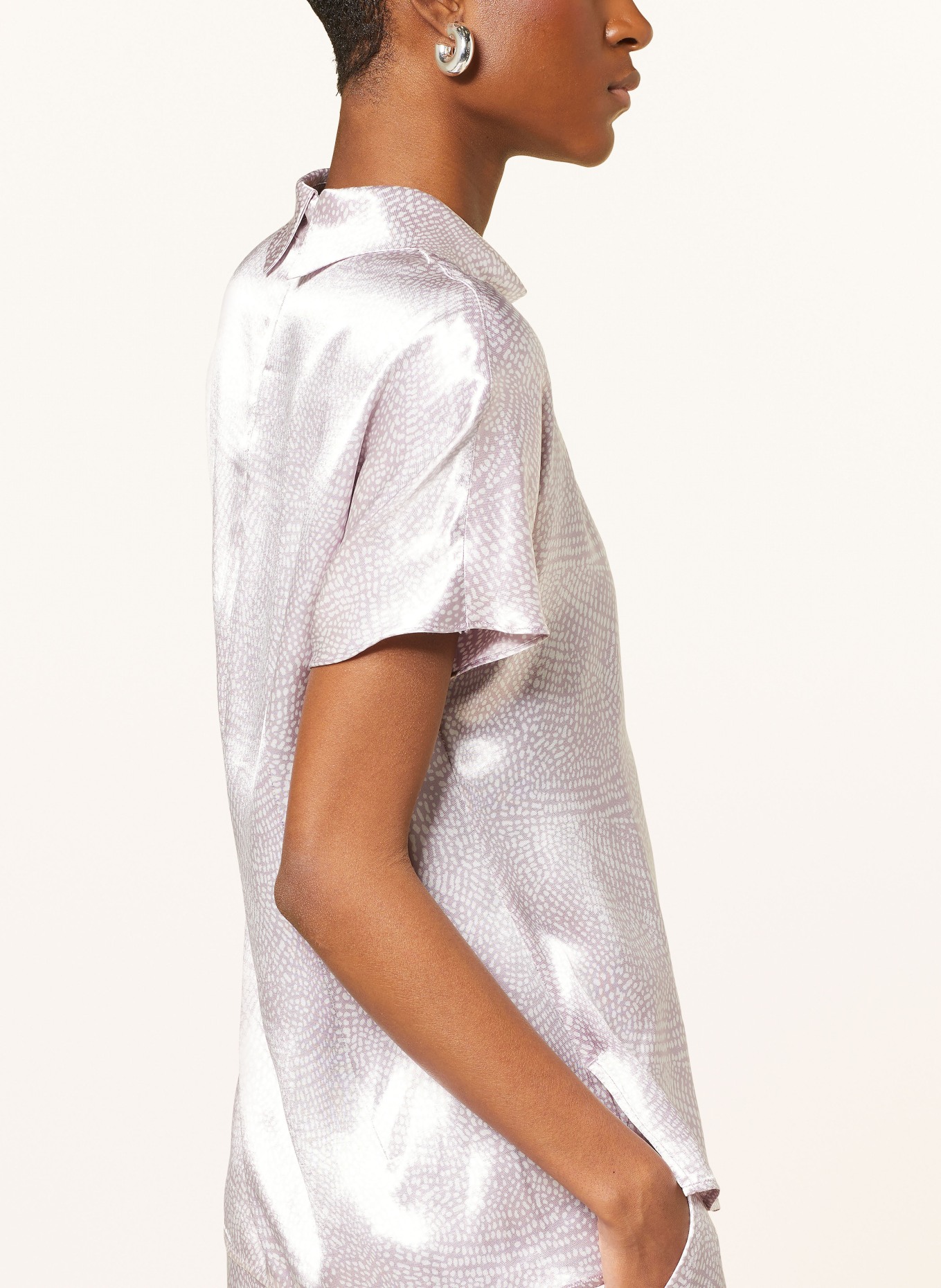 VANILIA Shirt blouse in satin, Color: LIGHT PURPLE/ WHITE (Image 4)