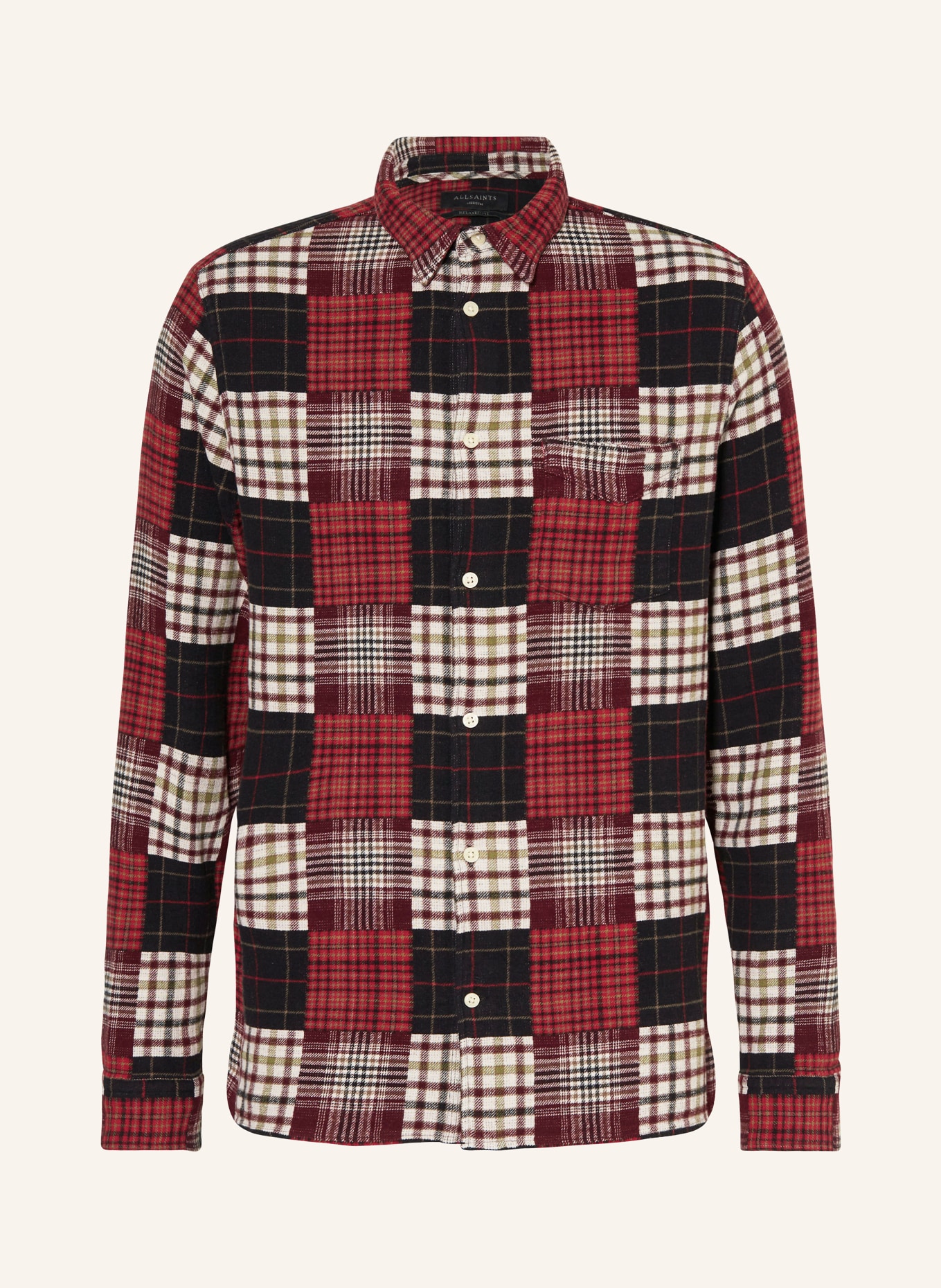 ALLSAINTS Shirt PATCHI relaxed fit, Color: DARK RED/ BLACK/ WHITE (Image 1)