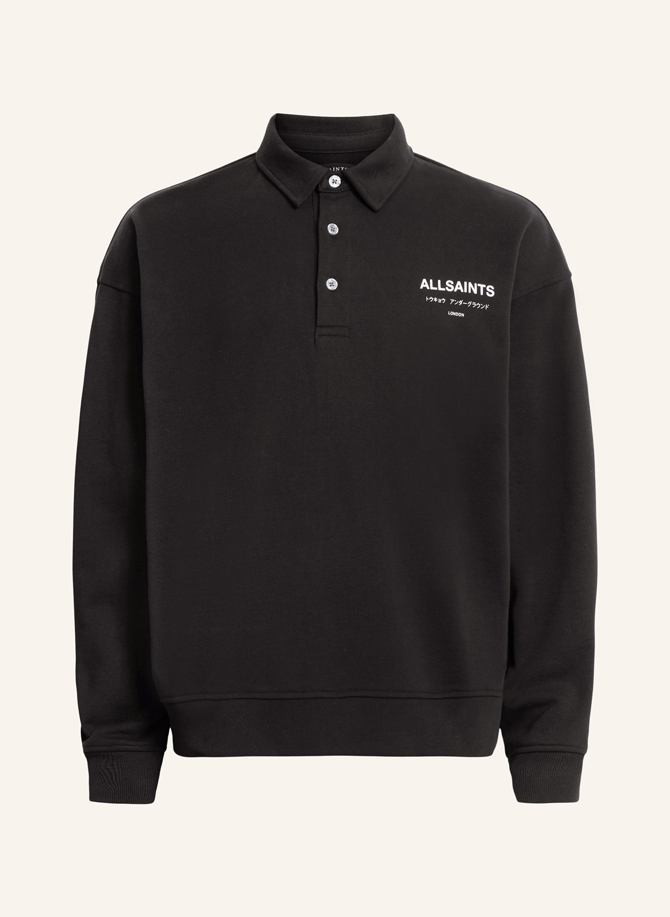 ALLSAINTS Sweat polo shirt UNDERGROUND, Color: BLACK/ WHITE (Image 1)