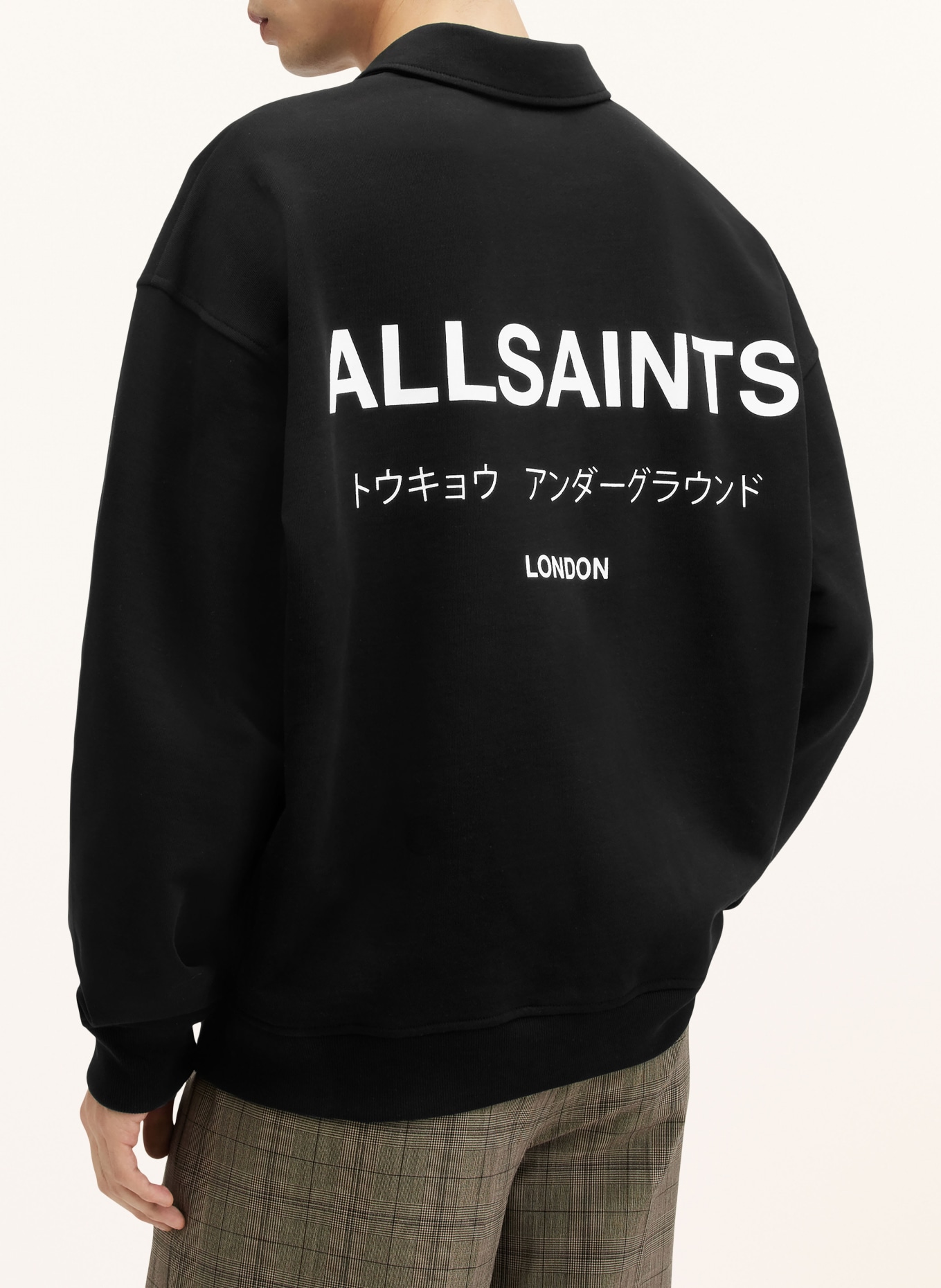 ALLSAINTS Sweat polo shirt UNDERGROUND, Color: BLACK/ WHITE (Image 2)