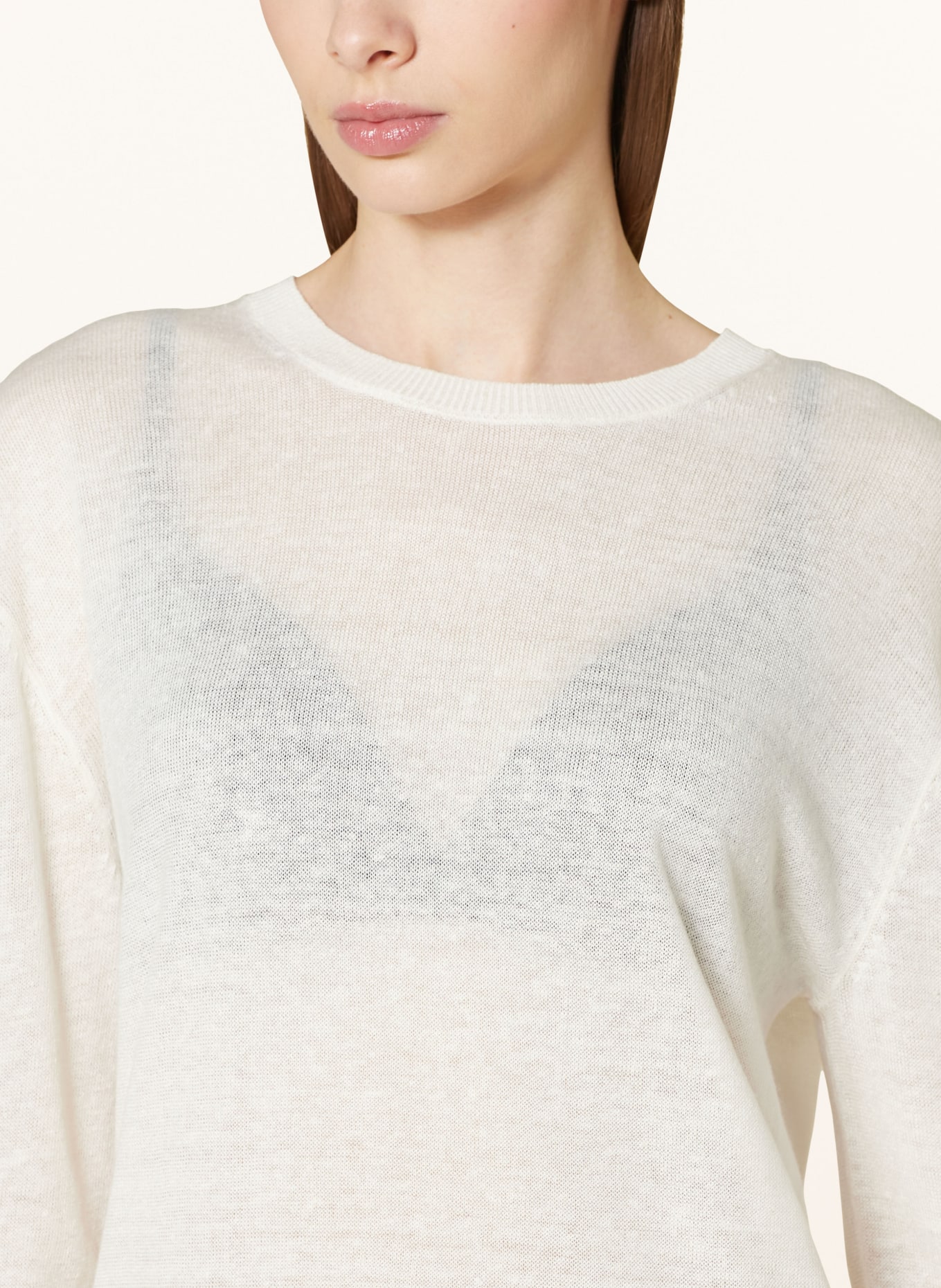 Calvin Klein Pullover mit Leinen, Farbe: CREME (Bild 4)