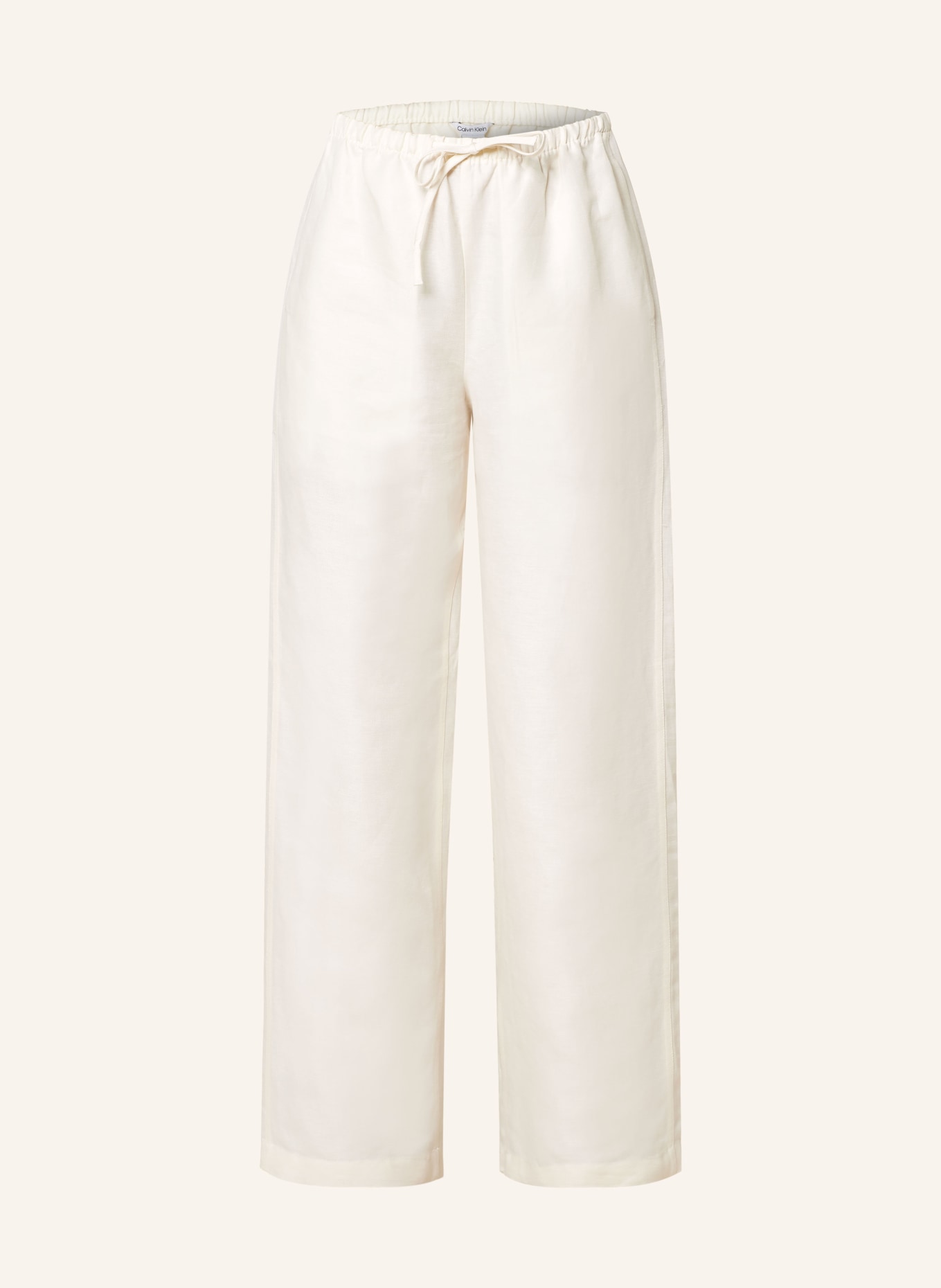 Calvin Klein Spodnie marlena z dodatkiem lnu, Kolor: KREMOWY (Obrazek 1)