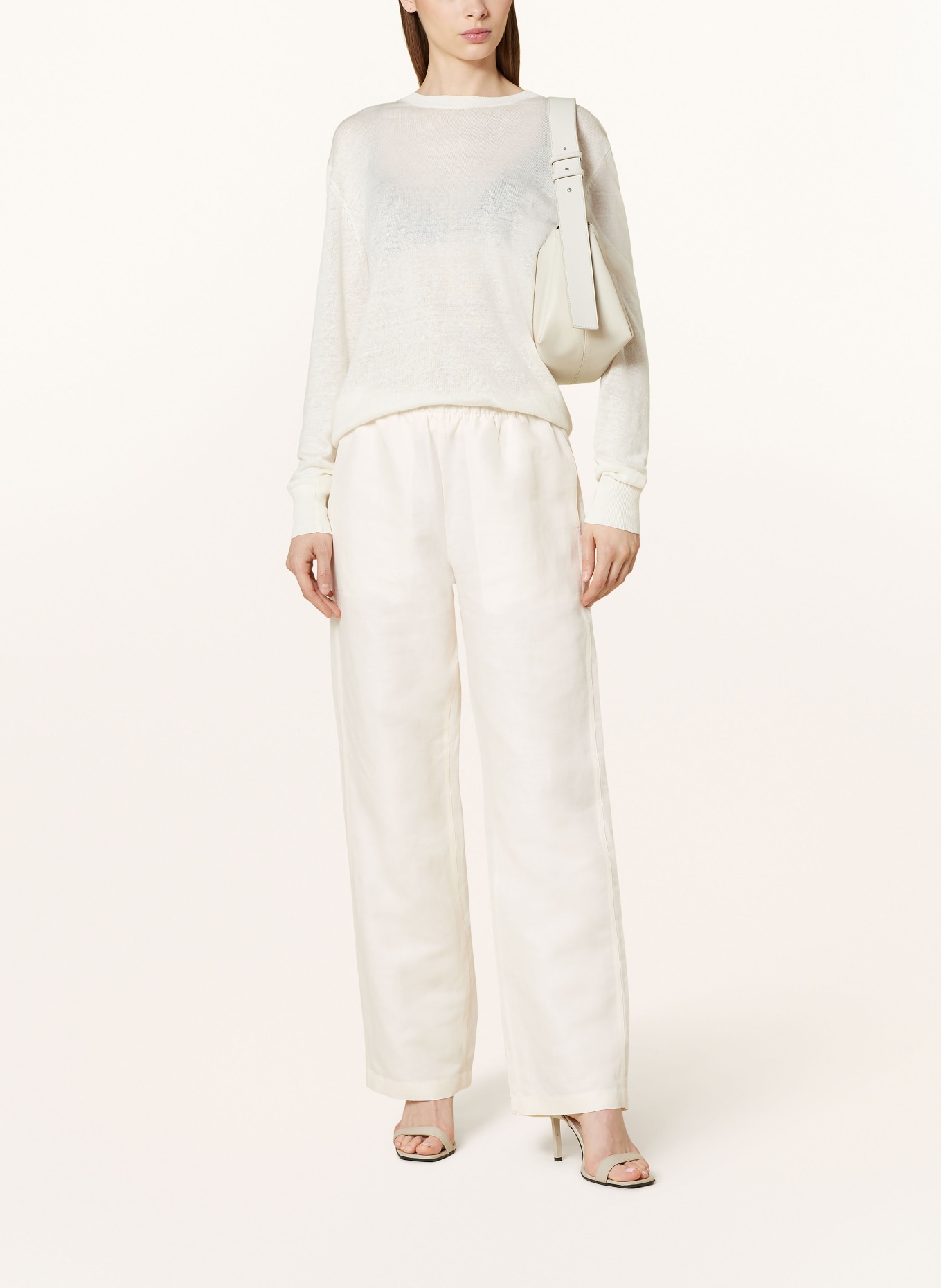 Calvin Klein Spodnie marlena z dodatkiem lnu, Kolor: KREMOWY (Obrazek 2)