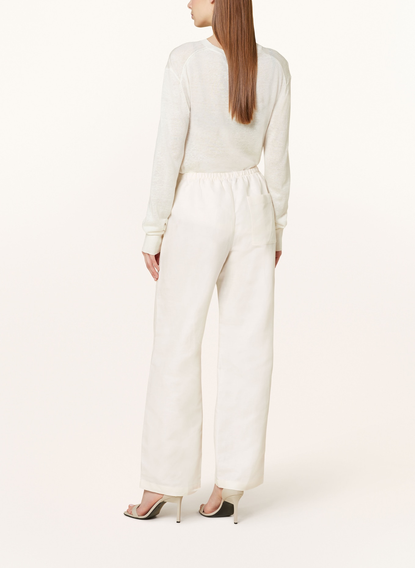 Calvin Klein Spodnie marlena z dodatkiem lnu, Kolor: KREMOWY (Obrazek 3)