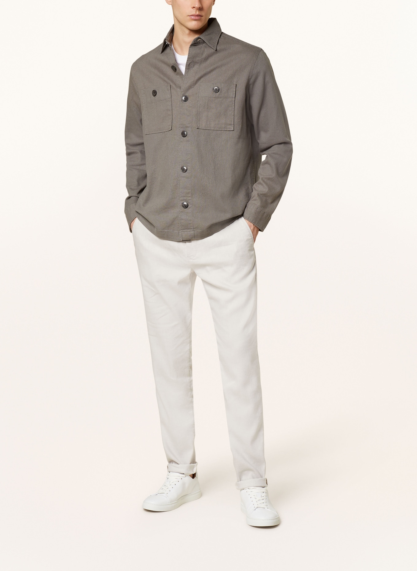 MAC Trousers LENNOX modern fit with linen, Color: LIGHT GRAY (Image 2)