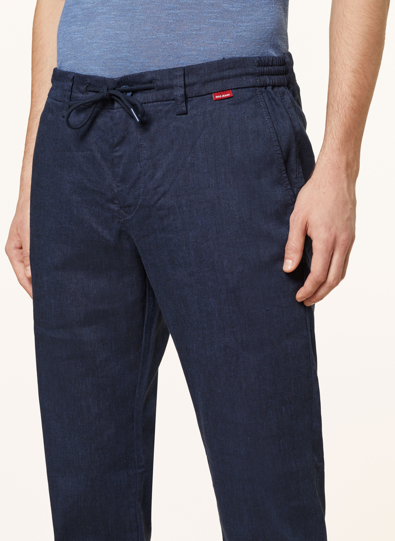 MAC Hose LENNOX im Jogging-Stil Modern Fit mit Leinen: DUNKELBLAU