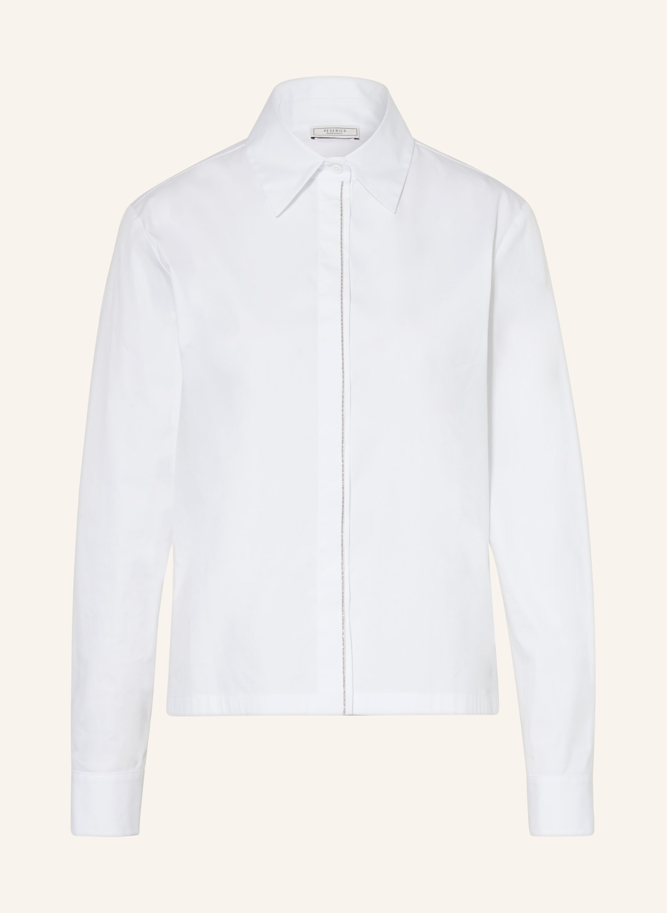 PESERICO Shirt blouse with decorative gems, Color: WHITE (Image 1)