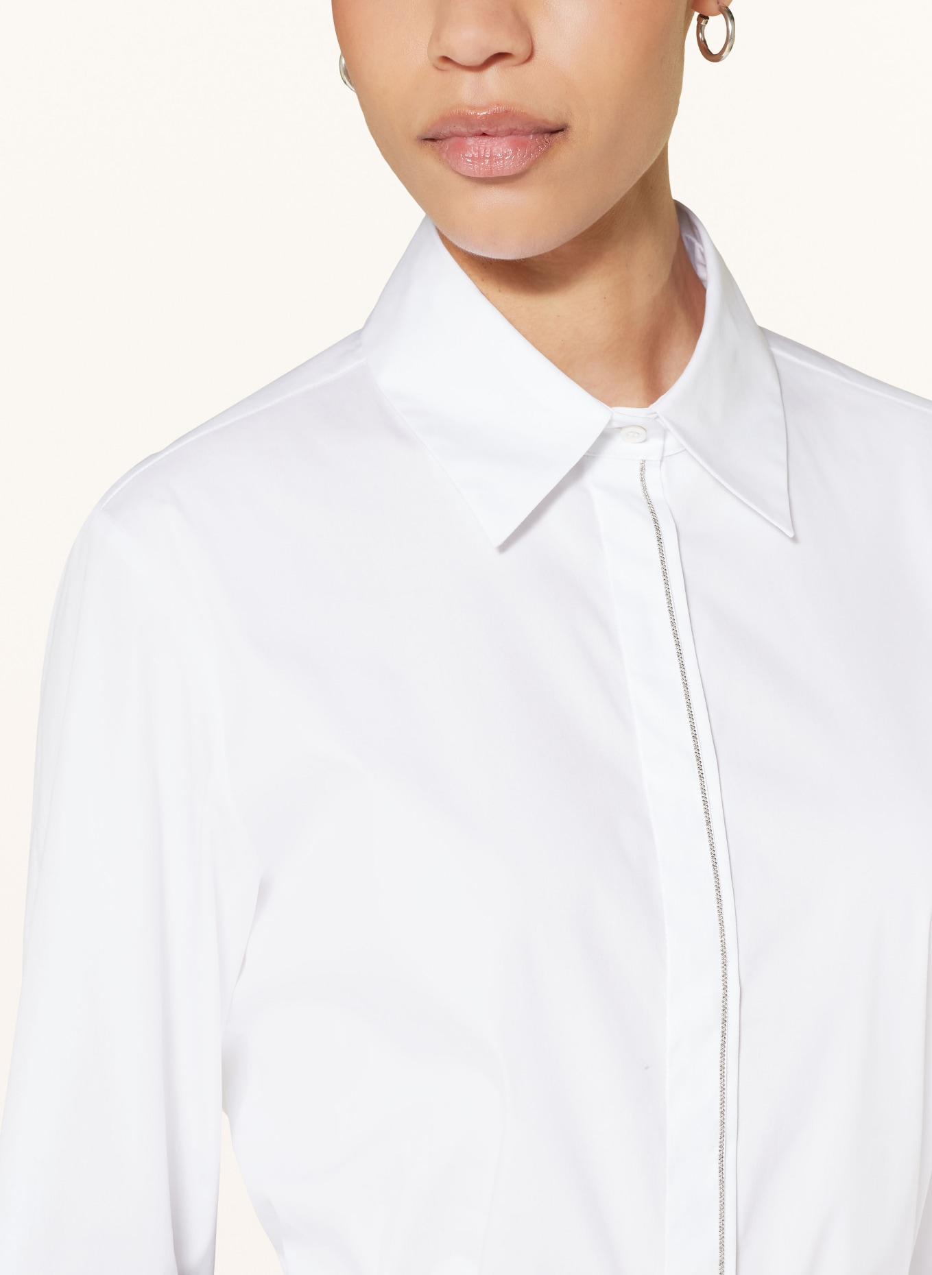 PESERICO Shirt blouse with decorative gems, Color: WHITE (Image 4)