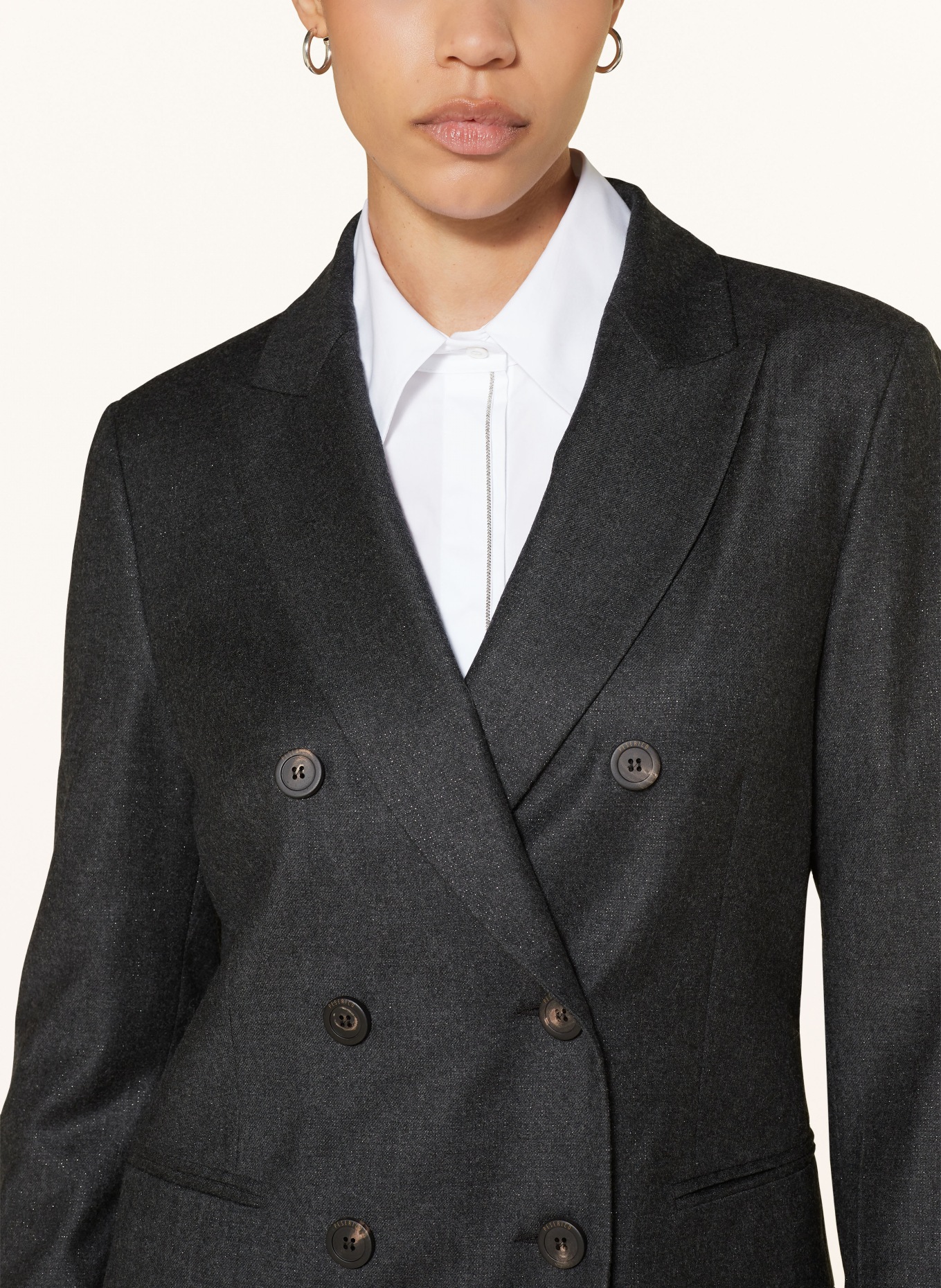 PESERICO Blazer with glitter thread, Color: DARK GRAY (Image 4)