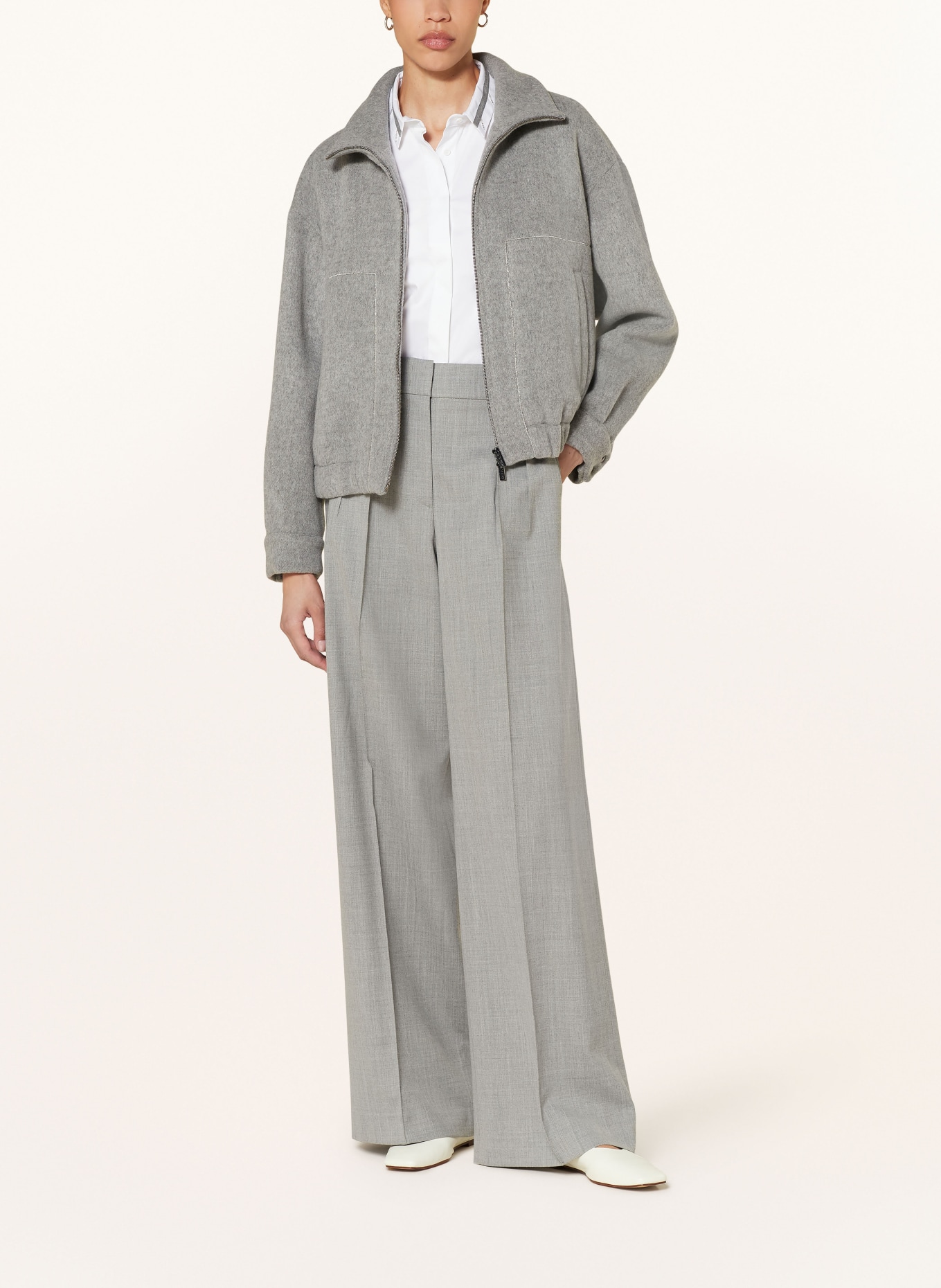 PESERICO Wide leg trousers, Color: GRAY (Image 2)