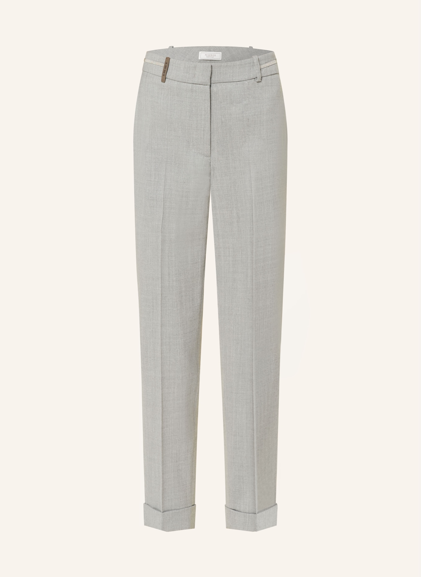 PESERICO Trousers with decorative gems, Color: GRAY (Image 1)