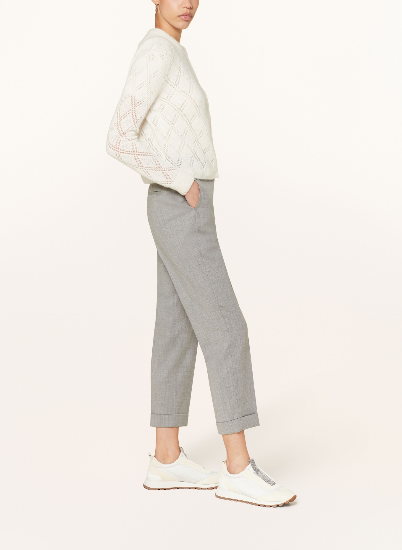 PESERICO Trousers with decorative gems, Color: GRAY (Image 4)