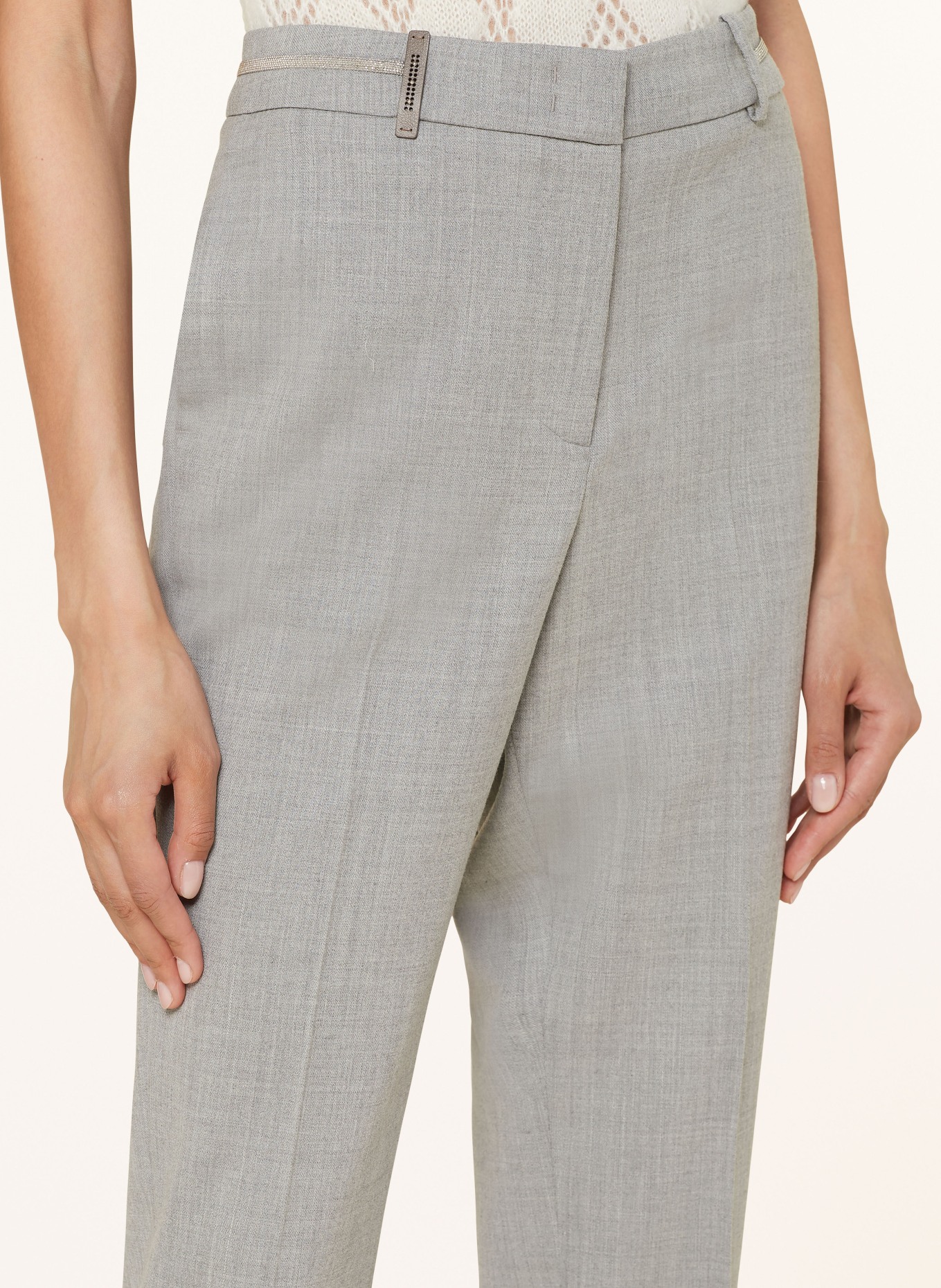 PESERICO Trousers with decorative gems, Color: GRAY (Image 5)