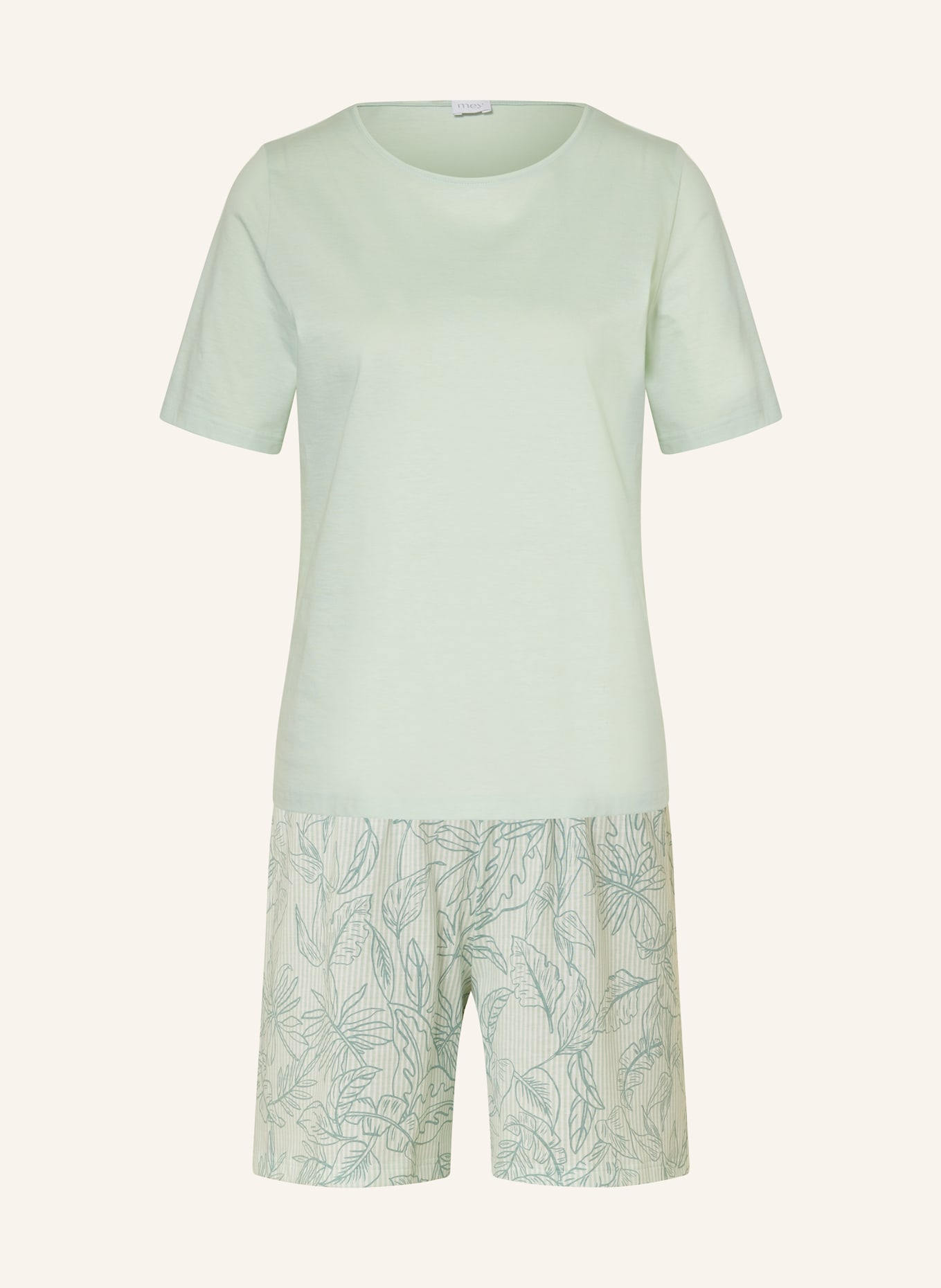 mey Shorty pajamas series LENICE, Color: LIGHT GREEN/ WHITE/ GREEN (Image 1)