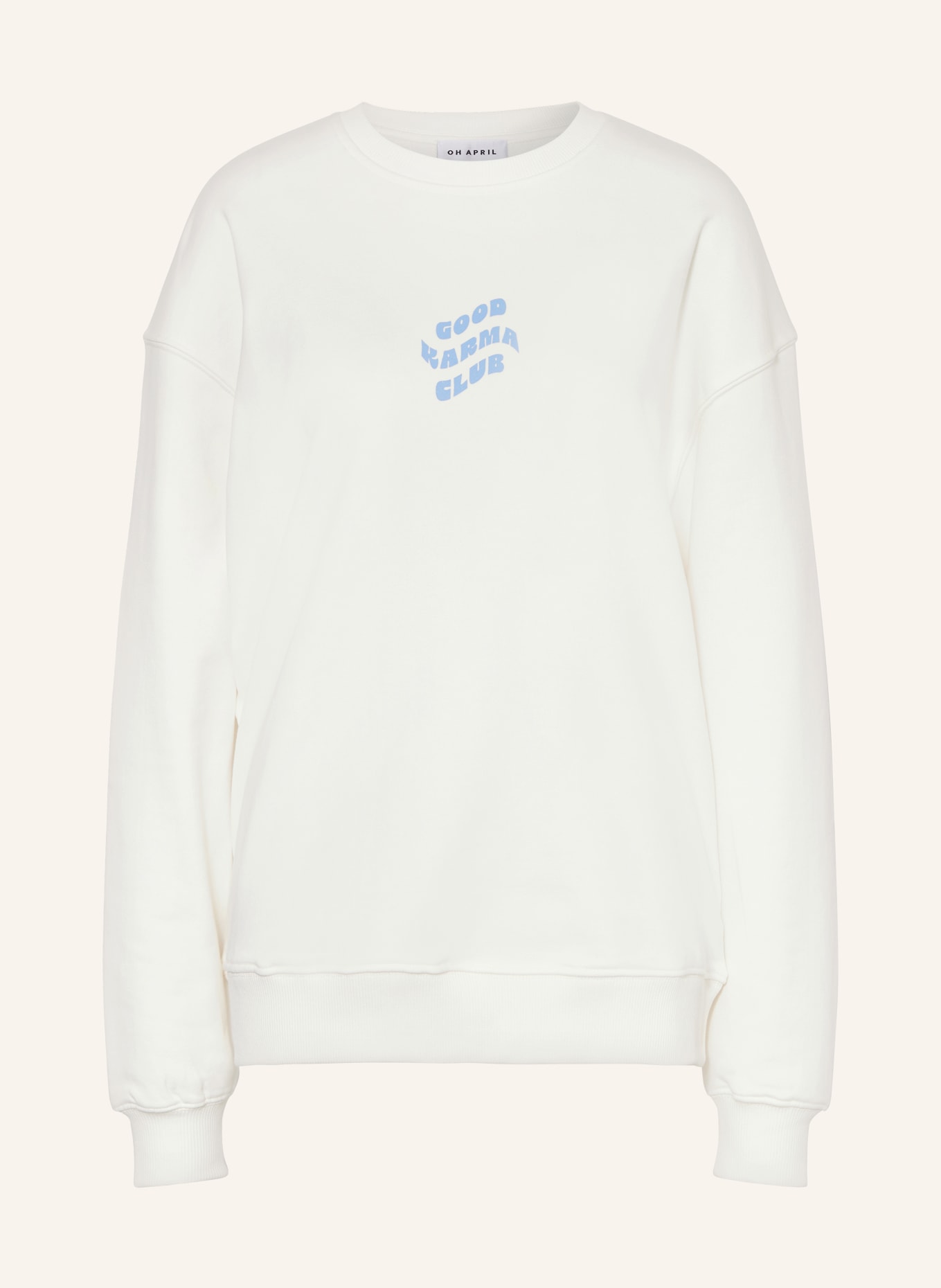OH APRIL Oversized sweatshirt GOOD KARMA CLUB, Color: WHITE/ BLUE/ LIGHT YELLOW (Image 1)