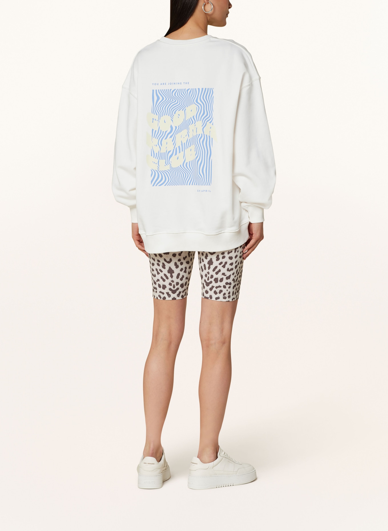 OH APRIL Oversized sweatshirt GOOD KARMA CLUB, Color: WHITE/ BLUE/ LIGHT YELLOW (Image 2)