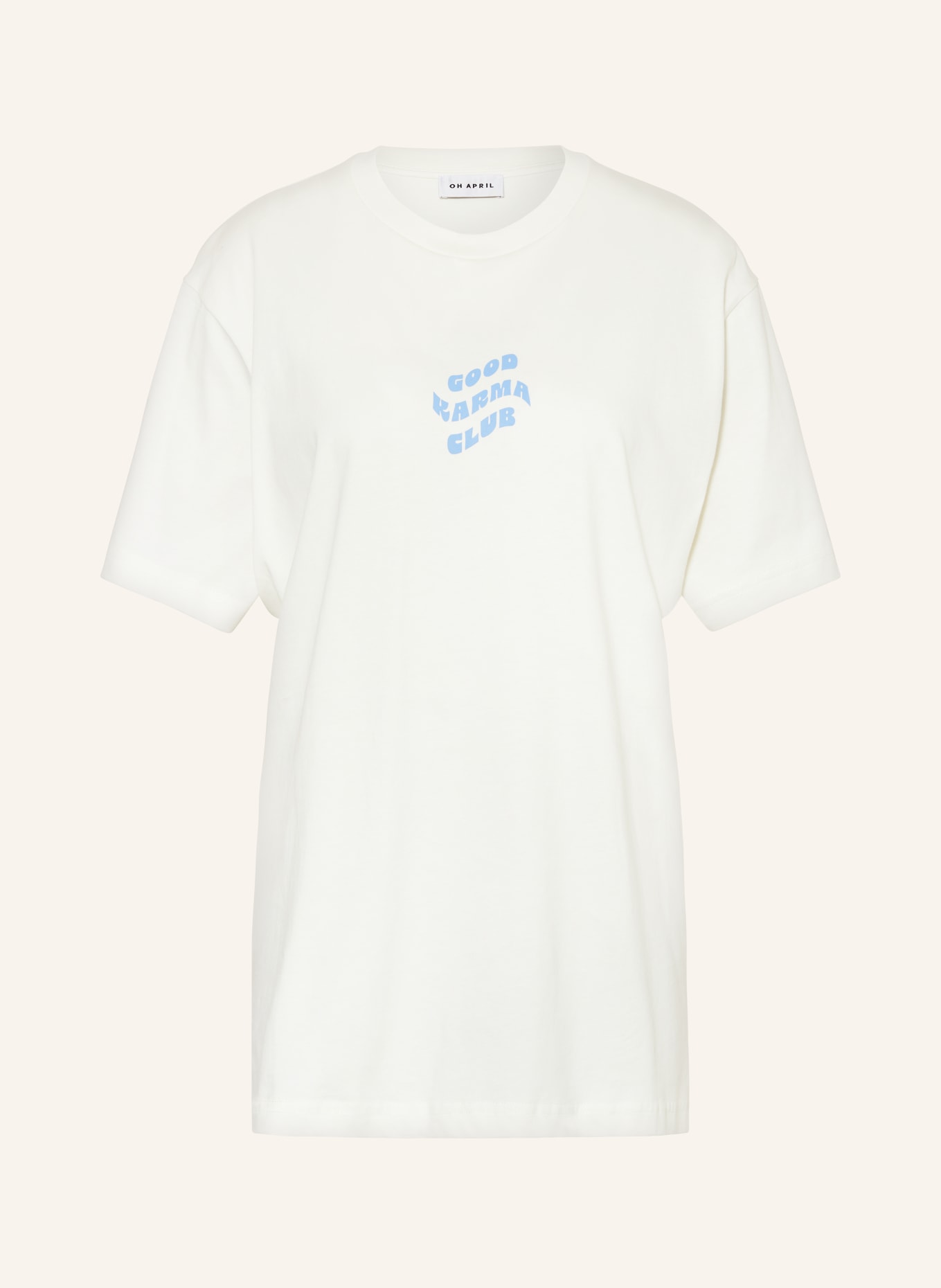 OH APRIL T-shirt GOOD KARMA CLUB, Color: WHITE/ LIGHT BLUE (Image 1)