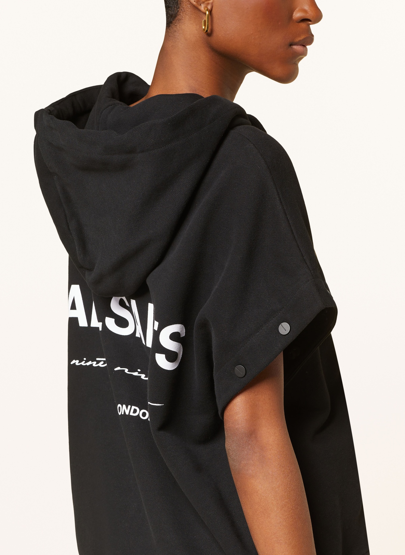 ALLSAINTS Sweat jacket HELIS with detachable sleeves, Color: BLACK (Image 5)
