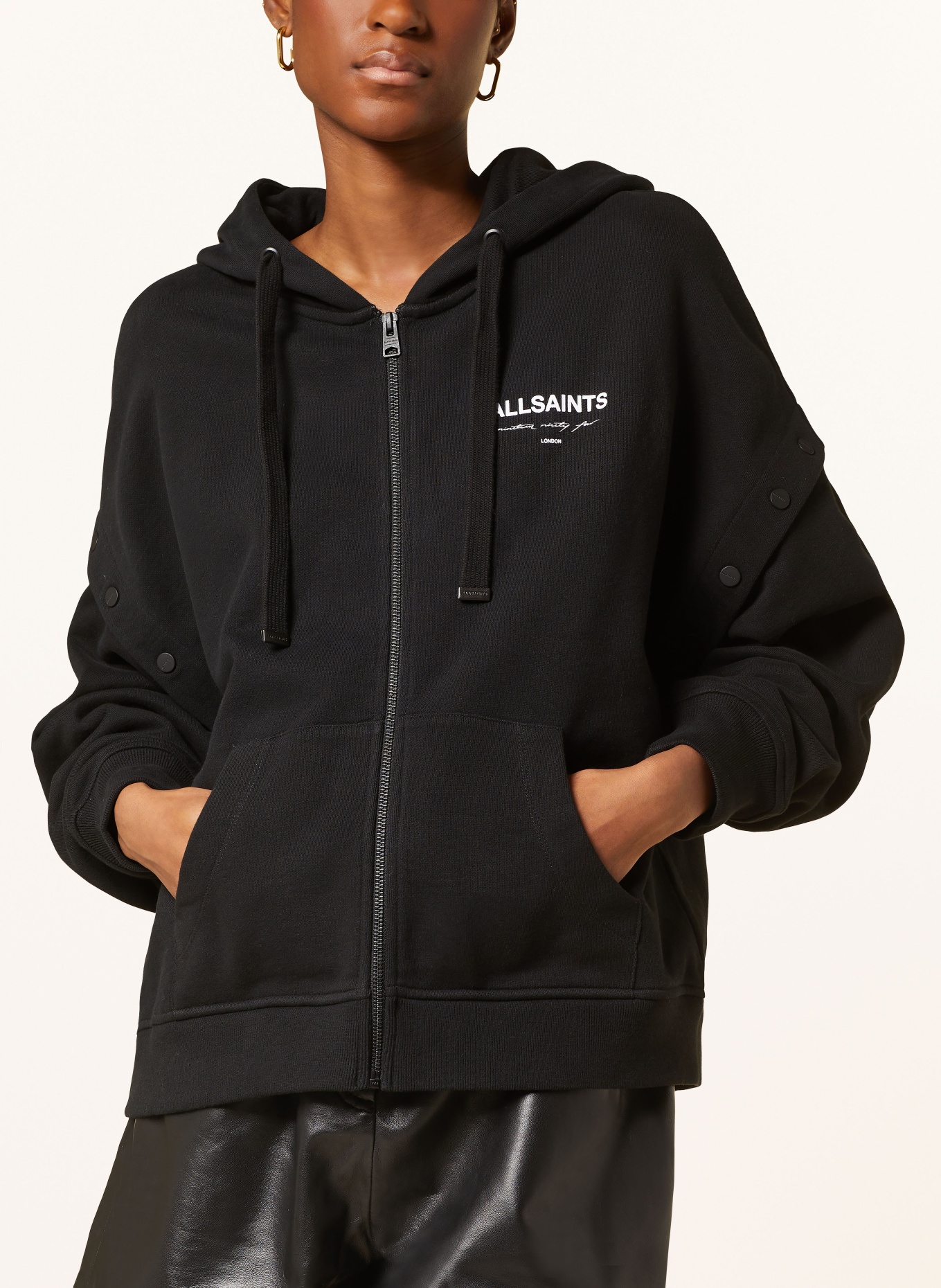ALLSAINTS Sweat jacket HELIS with detachable sleeves, Color: BLACK (Image 6)