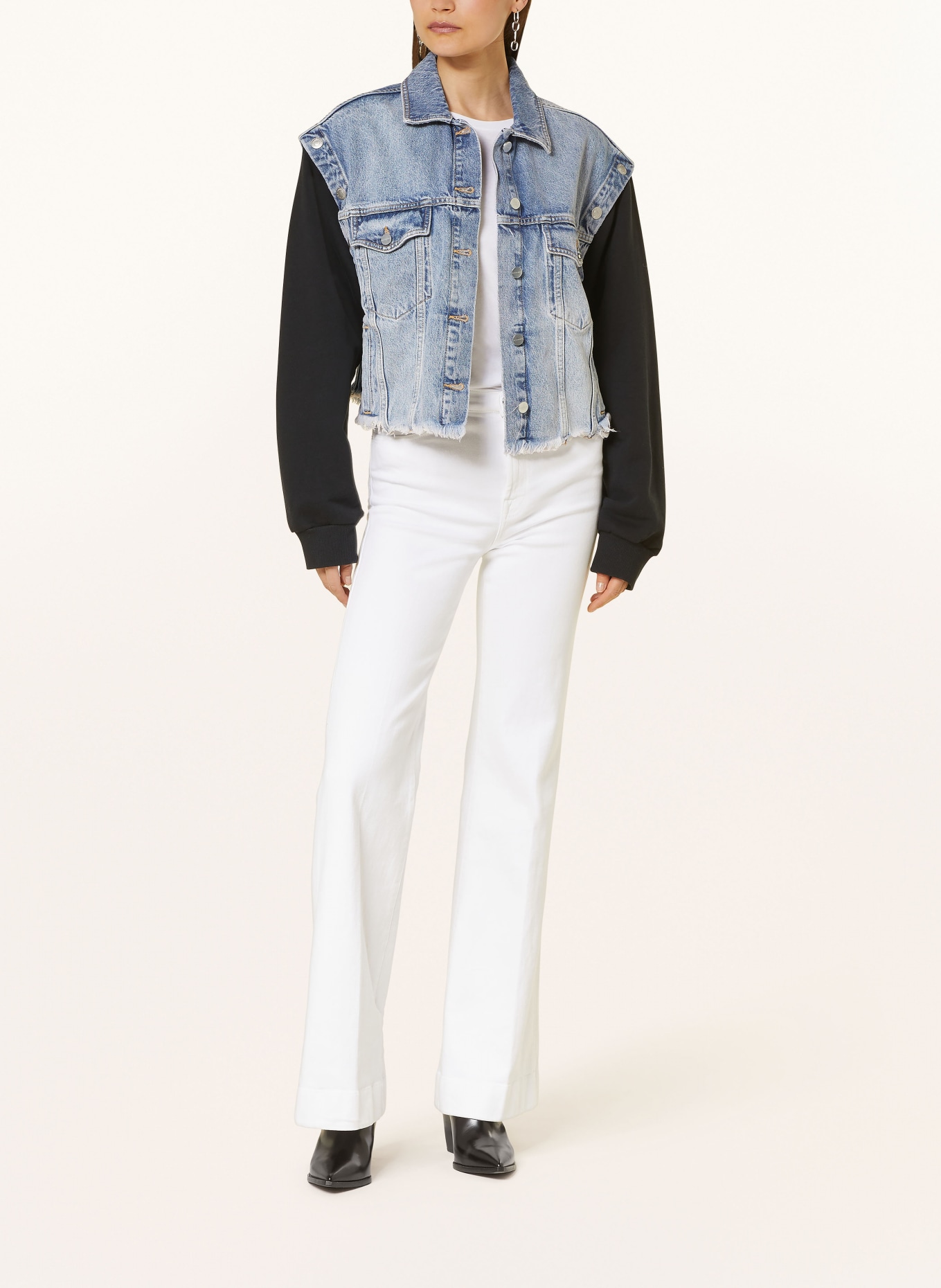 ALLSAINTS Jeansjacke CHLO mit abnehmbaren Ärmeln, Farbe: HELLBLAU/ DUNKELBLAU (Bild 2)