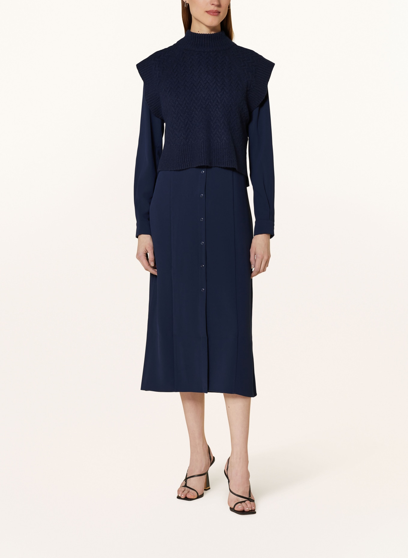 TED BAKER Sada ELSIIEY: košilové šaty pletená vesta: TMAVĚ MODRÁ