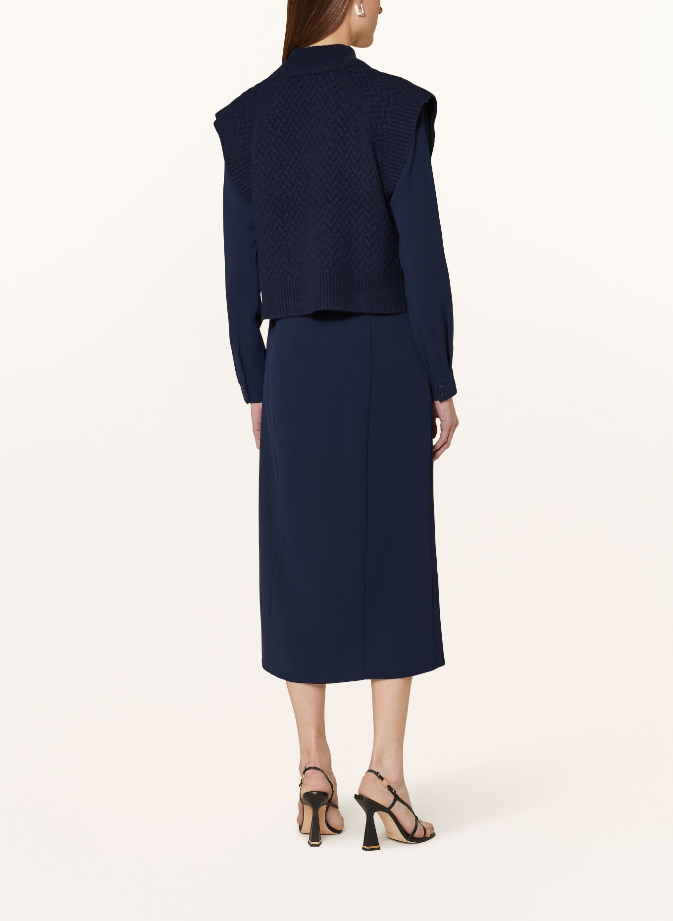 TED BAKER Sada ELSIIEY: košilové šaty pletená vesta: TMAVĚ MODRÁ