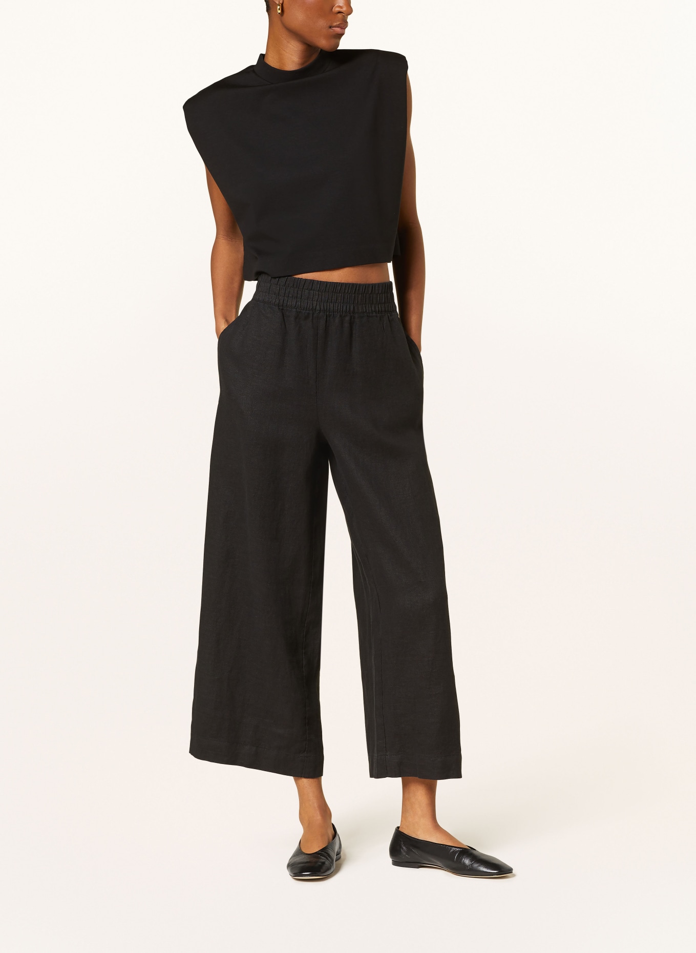 WHISTLES Linen culottes, Color: BLACK (Image 2)