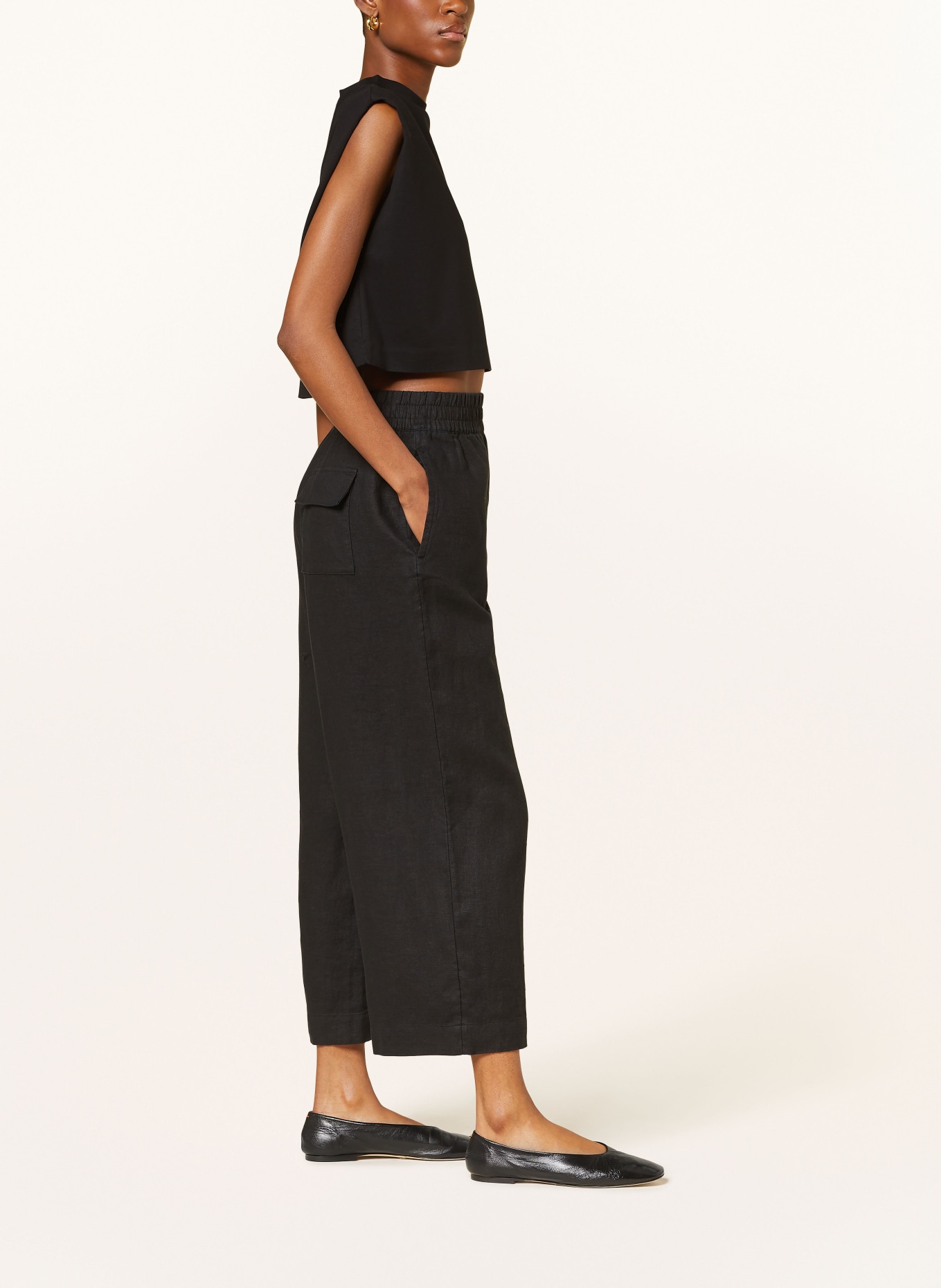 WHISTLES Linen culottes, Color: BLACK (Image 4)