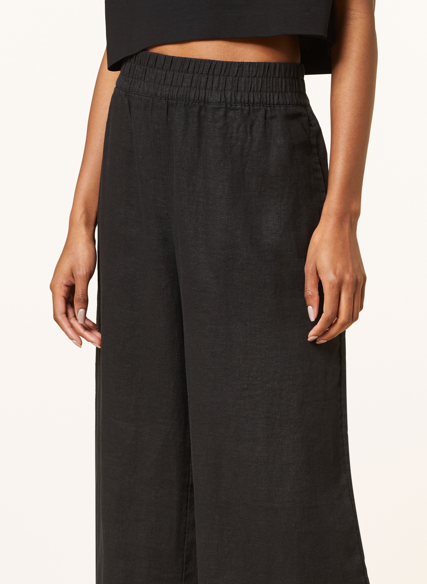 WHISTLES Linen culottes, Color: BLACK (Image 5)
