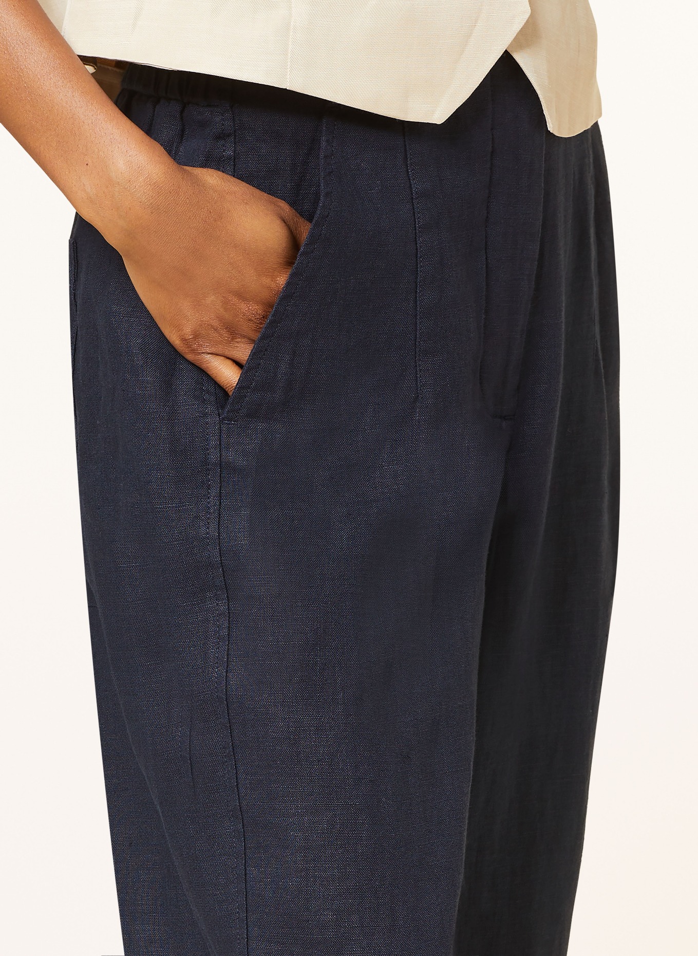 WHISTLES 7/8 pants made of linen, Color: DARK BLUE (Image 5)