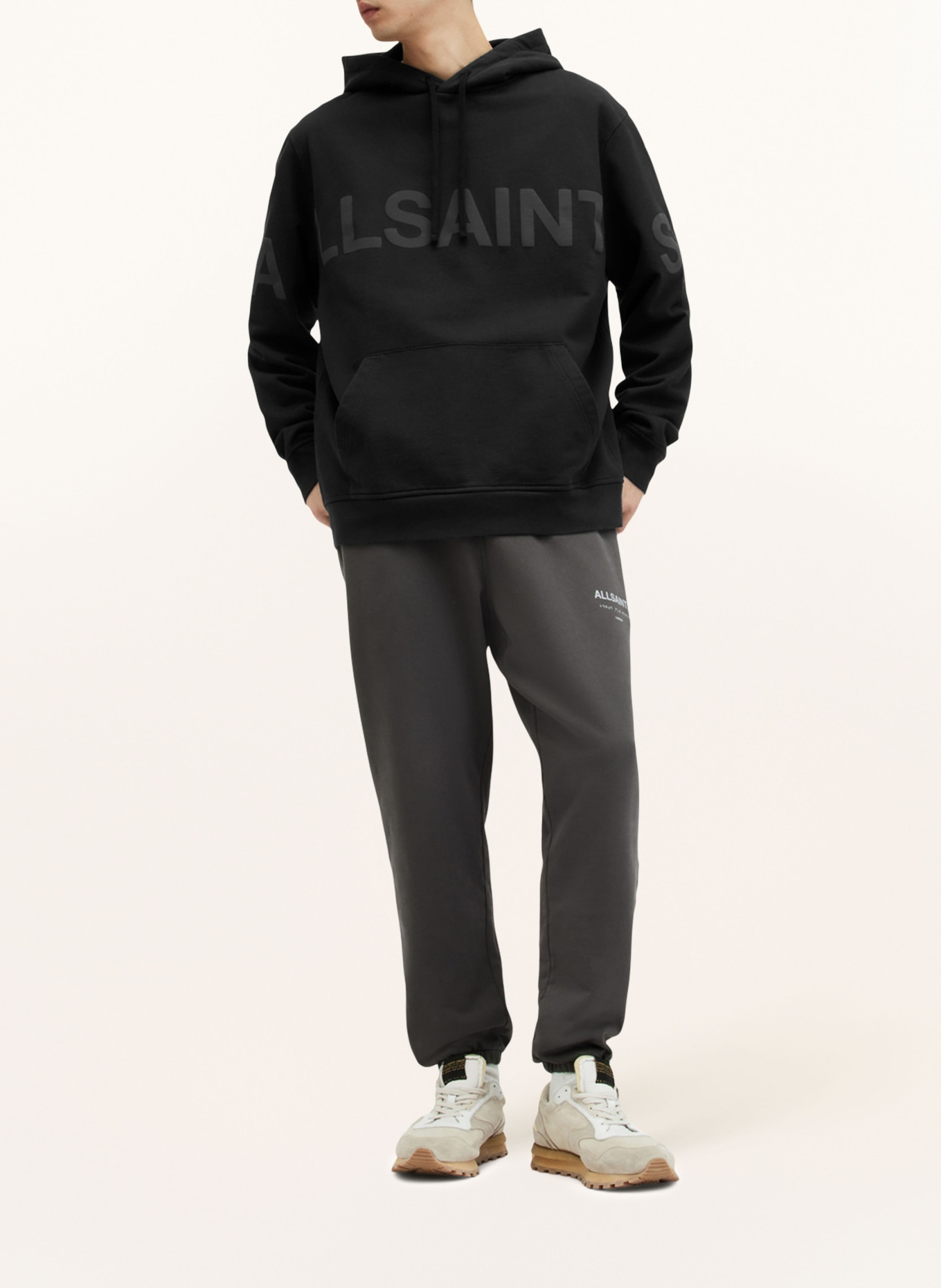 ALLSAINTS Lounge hoodie BIGGY, Color: BLACK/ GRAY (Image 2)